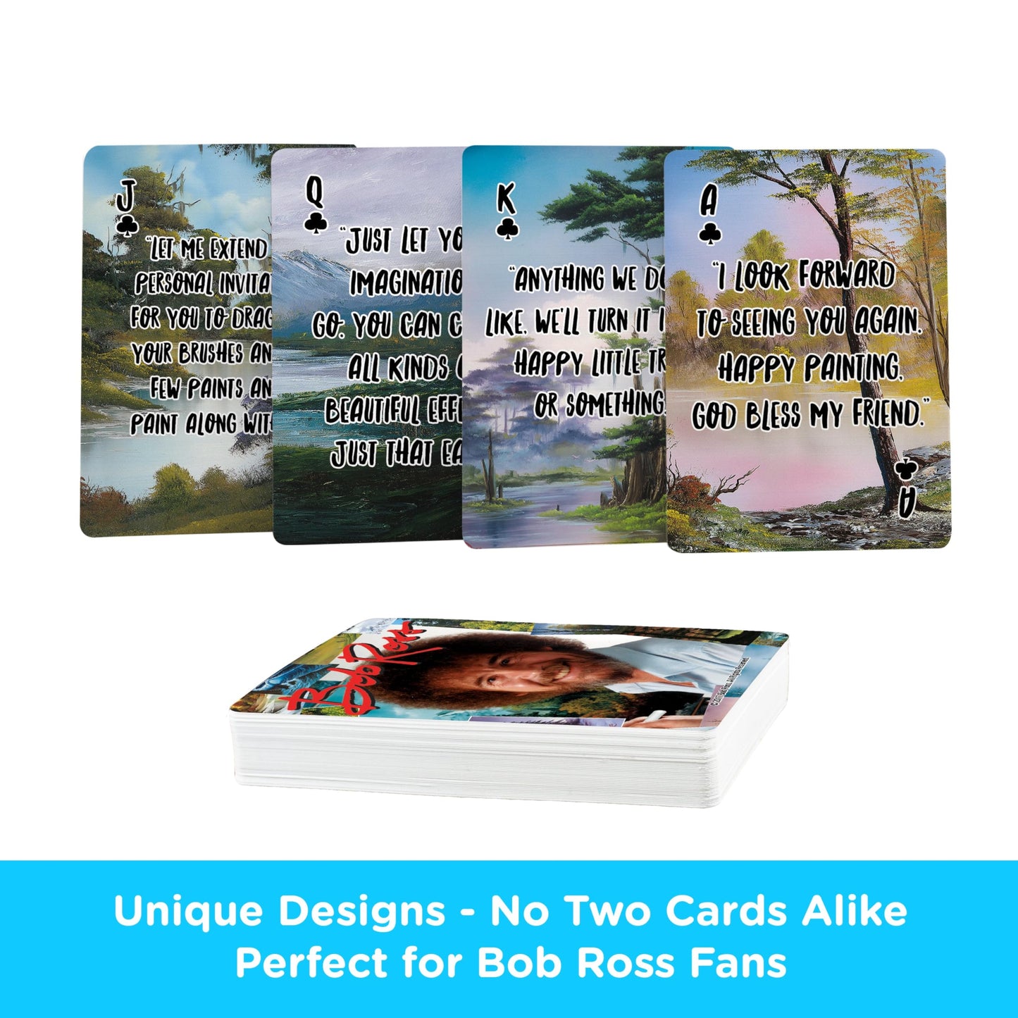 Aquarius Bob Ross Quotes Multi Image Playing Cards Deck – Multicolor, 2.5 x 3 in