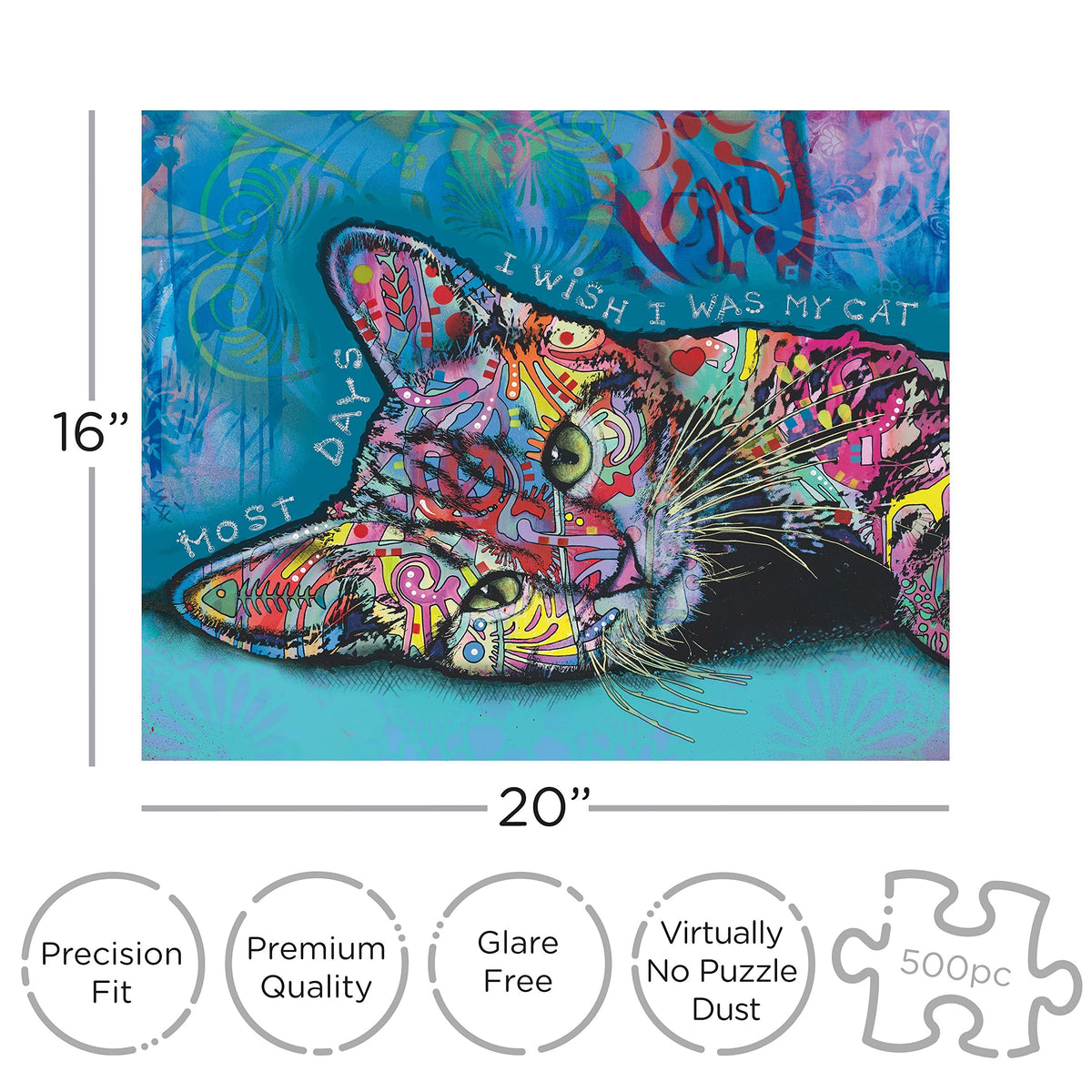 AQUARIUS Dean Russo Cat Puzzle – 500-Piece Jigsaw, Glare-Free, Precision Fit, 16x20 Inches