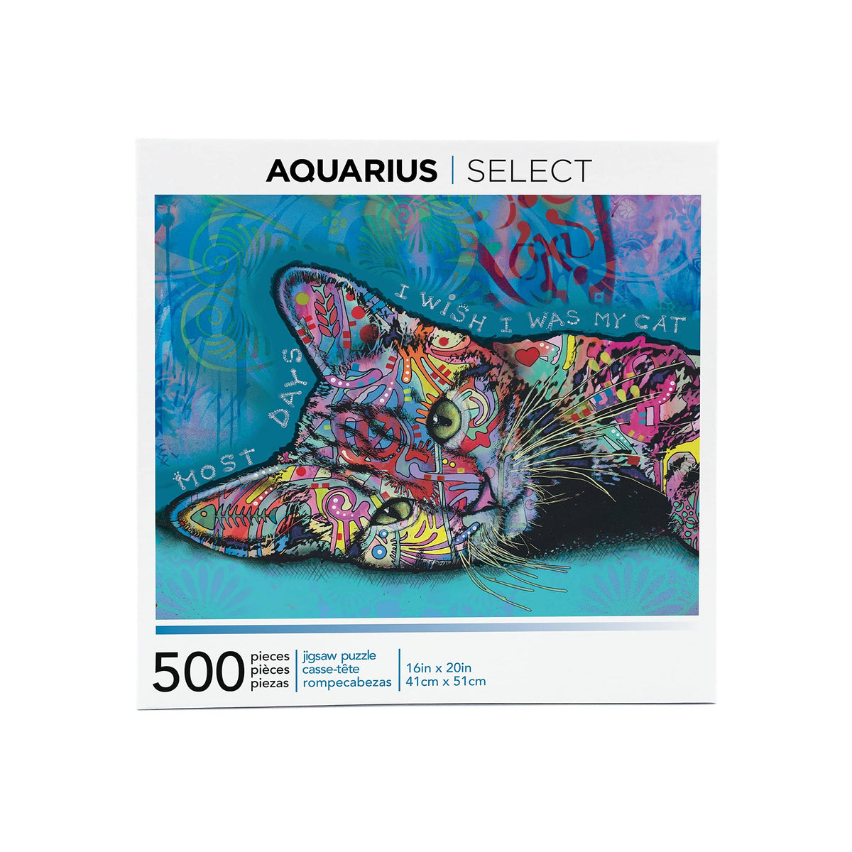 AQUARIUS Dean Russo Cat Puzzle – 500-Piece Jigsaw, Glare-Free, Precision Fit, 16x20 Inches