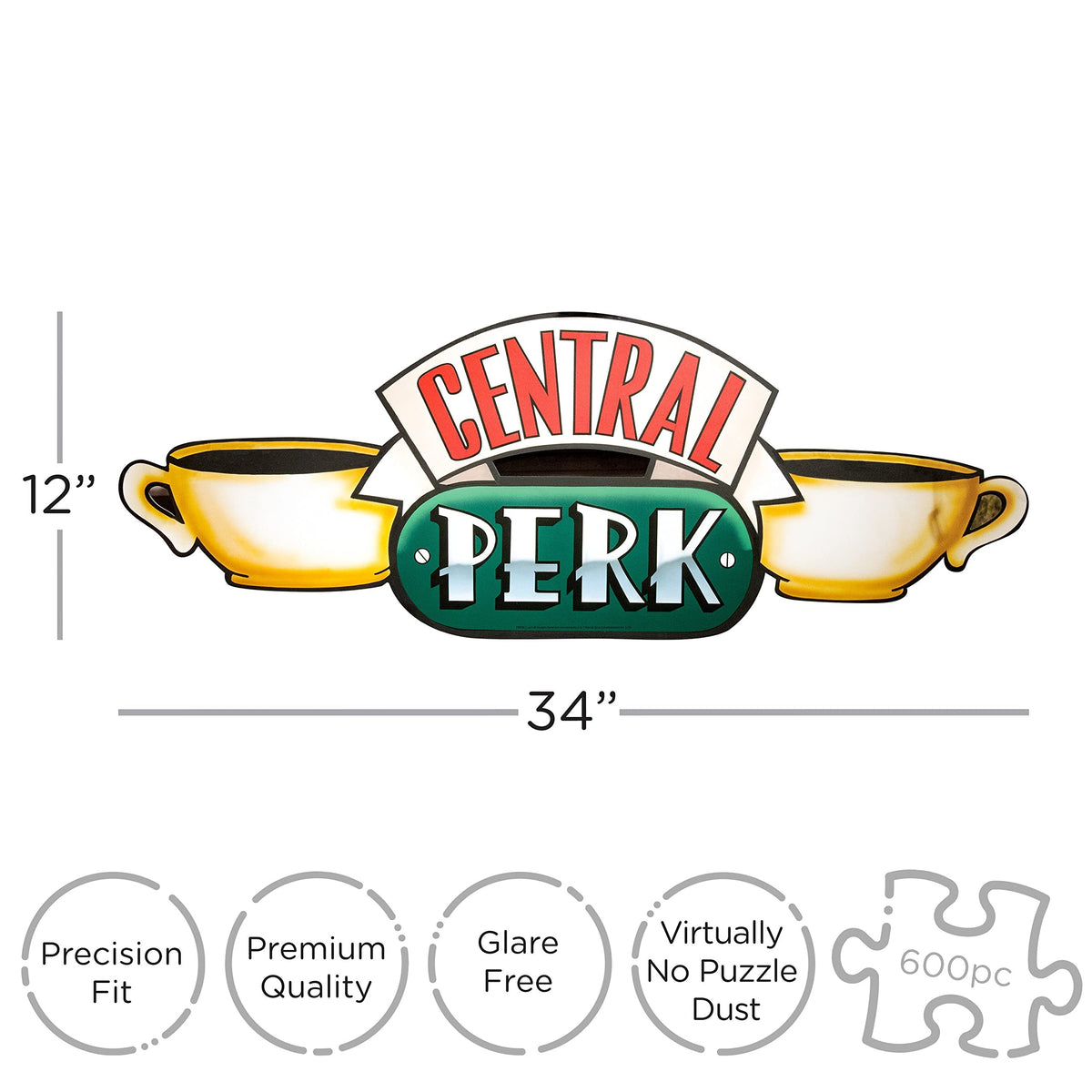 AQUARIUS Friends Central Perk Puzzle - 2-Sided 600-Piece, Glare-Free, Officially Licensed