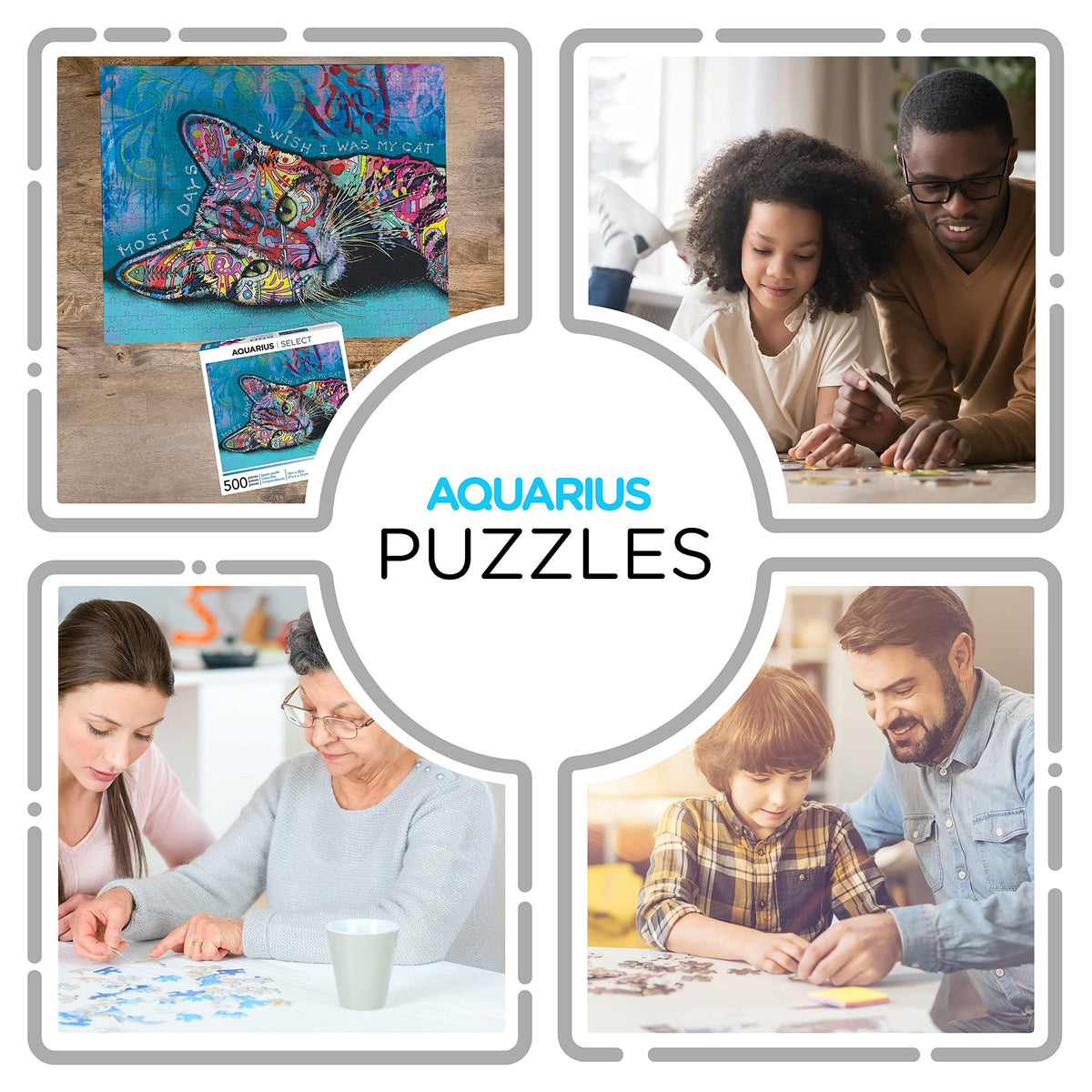 AQUARIUS Dean Russo Cat Puzzle – 500-Piece Jigsaw, Glare-Free, Precision Fit, 16x20 Inches