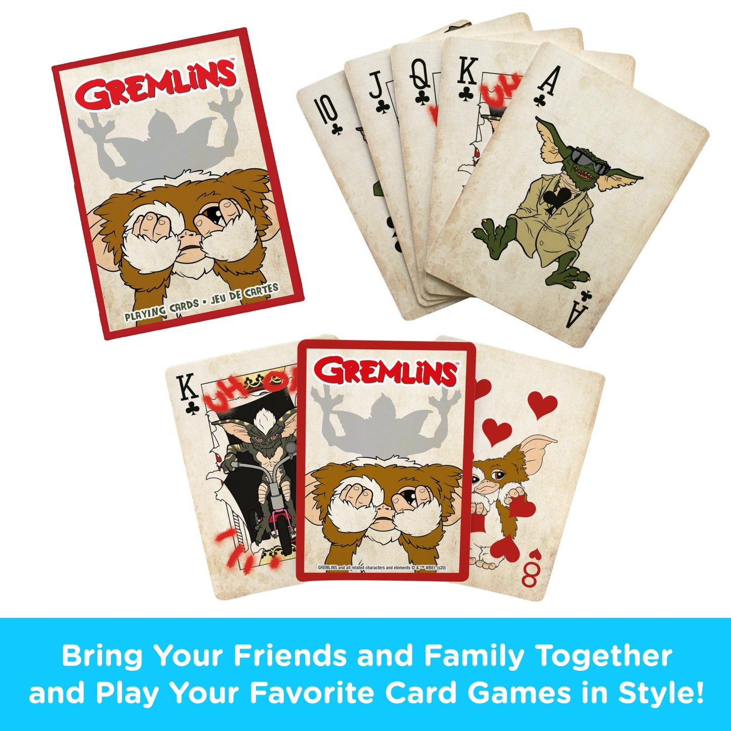 AQUARIUS Gremlins Playing Cards – Officially Licensed Gremlins Deck (Poker Size, Linen Finish)