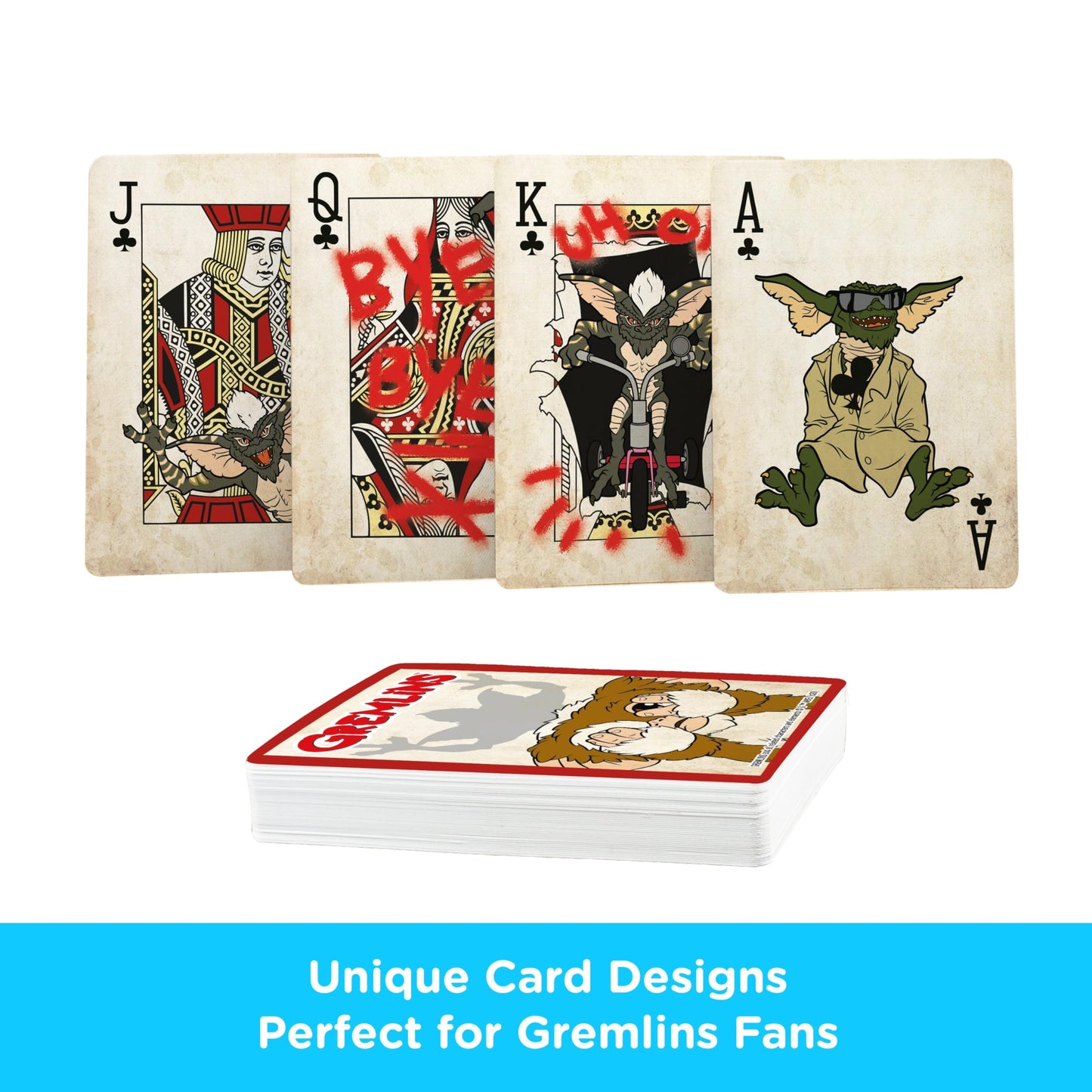 AQUARIUS Gremlins Playing Cards – Officially Licensed Gremlins Deck (Poker Size, Linen Finish)