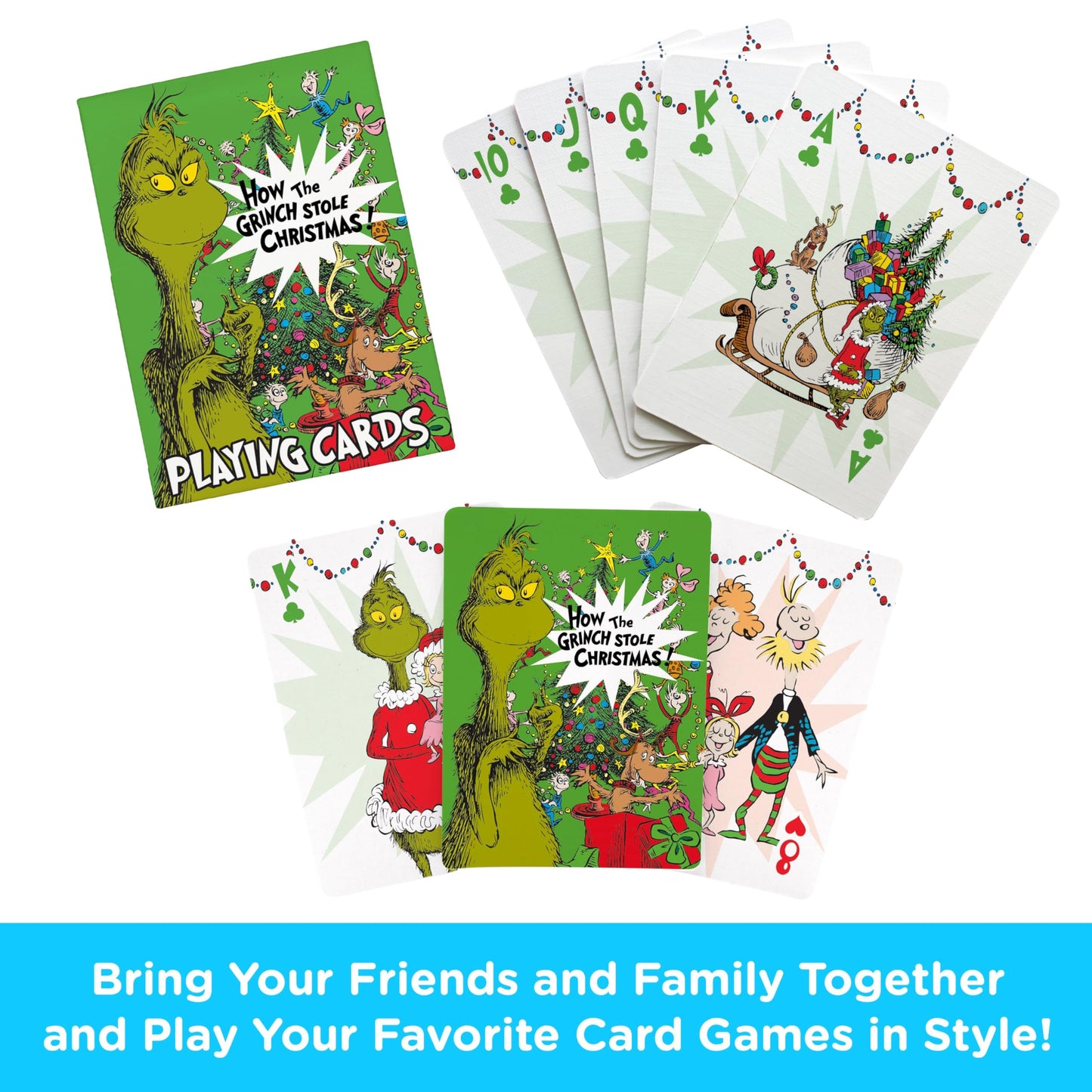 Aquarius Grinch Playing Cards – Officially Licensed Grinch Deck (Poker Size, Linen Finish)