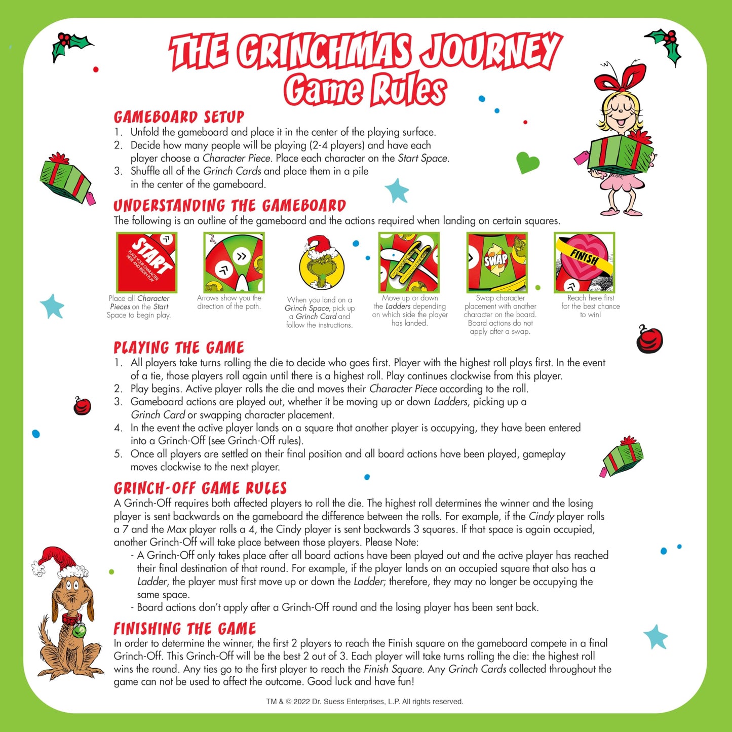 AQUARIUS Grinchmas Journey Board Game – Official Dr. Seuss Licensed Fun for 2-4 Players