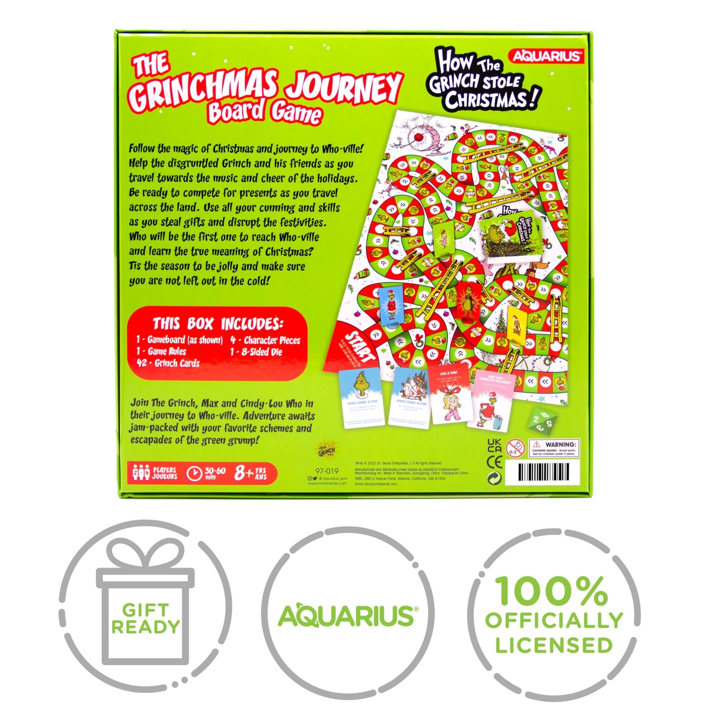 AQUARIUS Grinchmas Journey Board Game – Official Dr. Seuss Licensed Fun for 2-4 Players