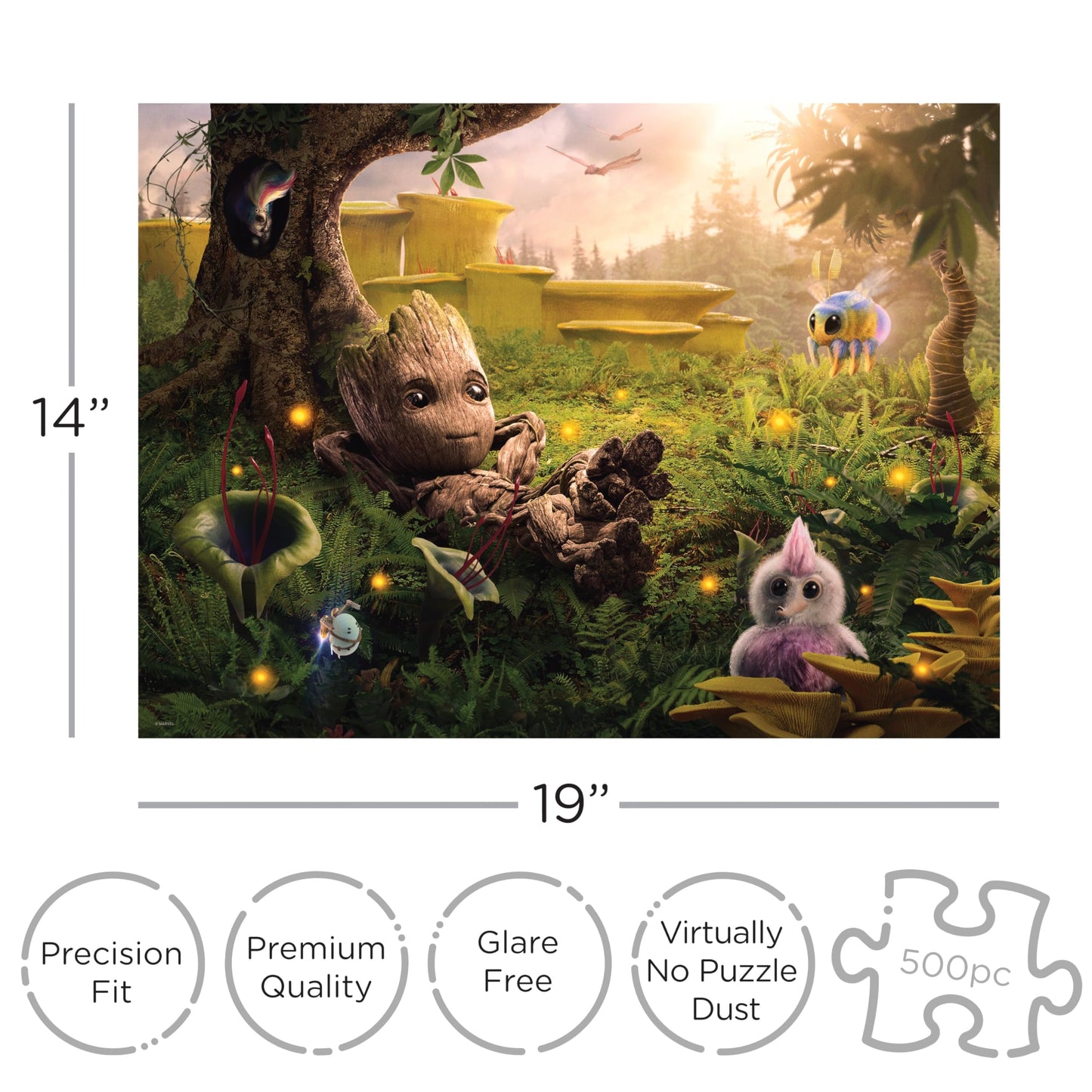 AQUARIUS Baby Groot 500-Piece Puzzle - Glare-Free, Precision-Cut, 14x19 in - Officially Licensed