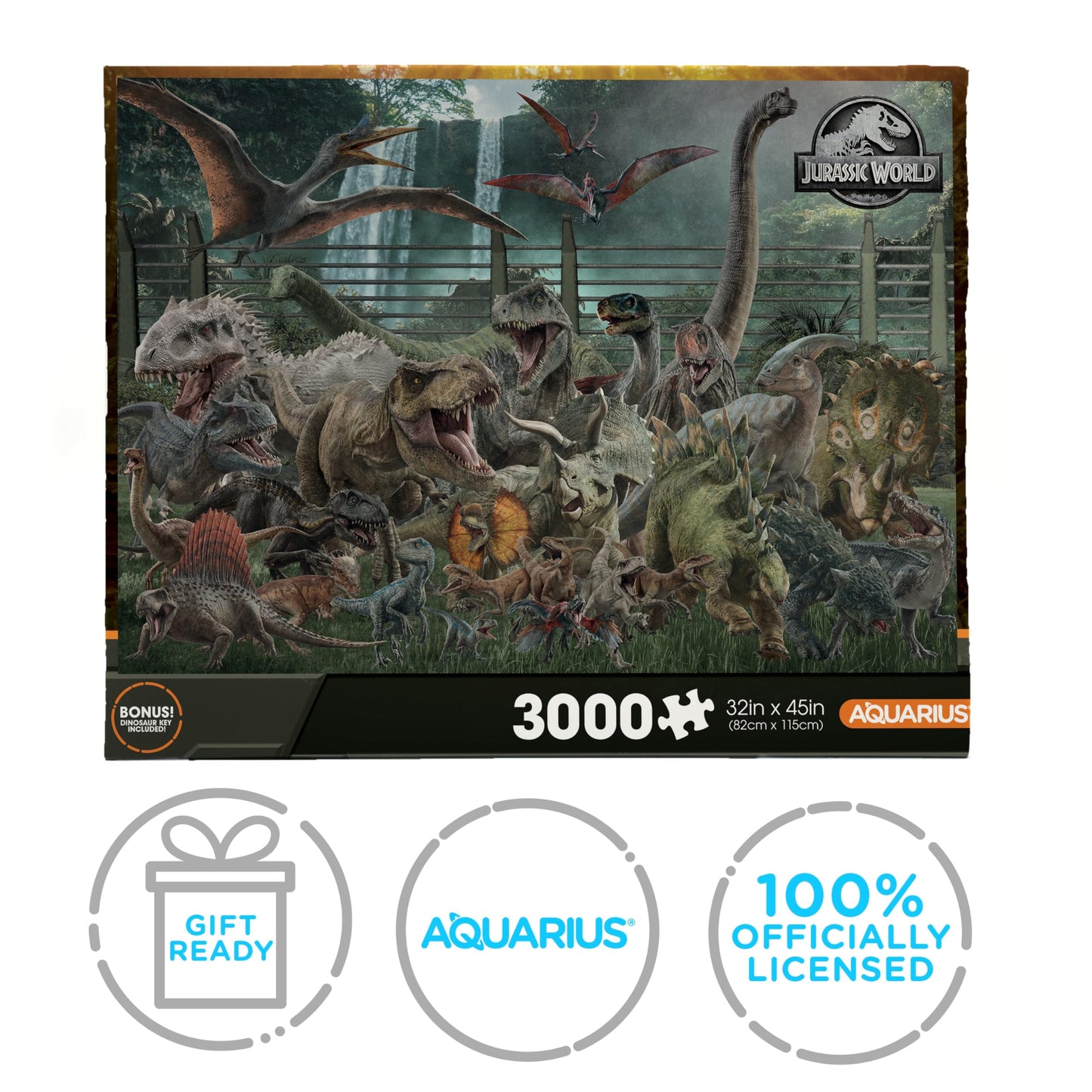 Aquarius Jurassic World 3000pc Puzzle – 42x35 Inches, Glare-Free, Precision Cut – Official Jurassic World Merchandise