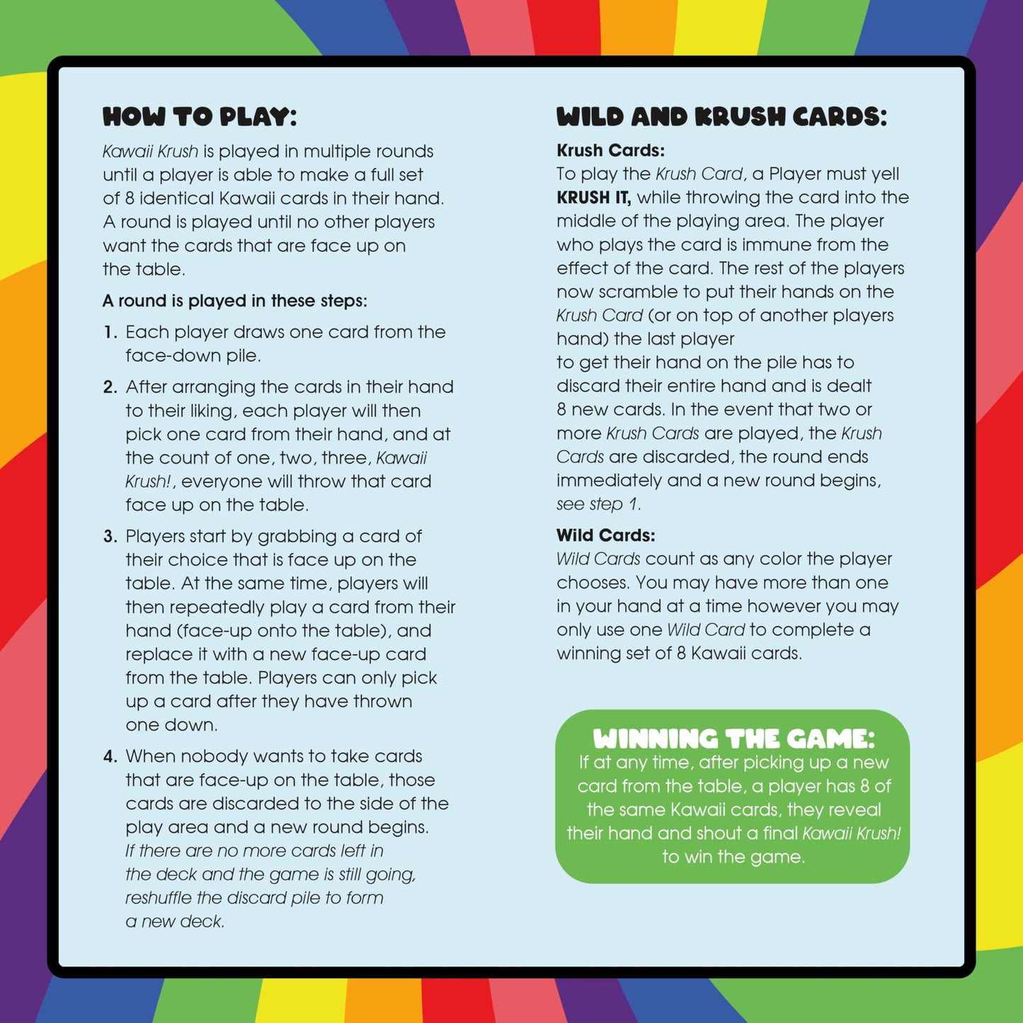Aquarius Kawaii Krush Card Game | Fun Family Party Game for All Ages | 2-7 Players