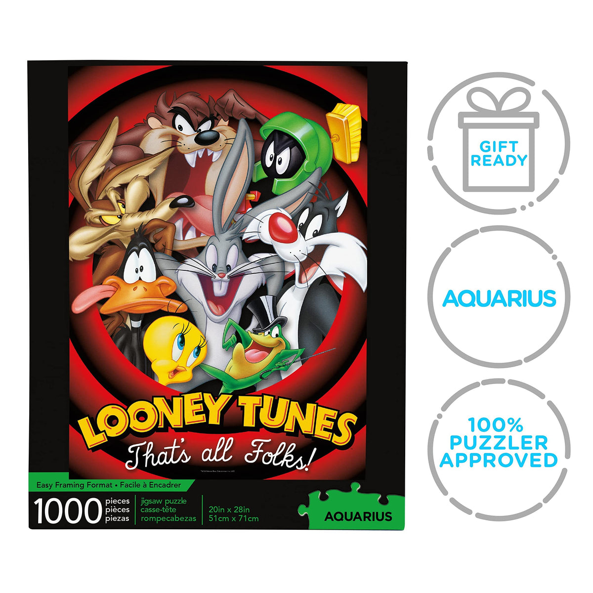 AQUARIUS Looney Tunes Puzzle 1000 Pieces – Glare-Free, Precision Fit, 20x28 Inches, Officially Licensed