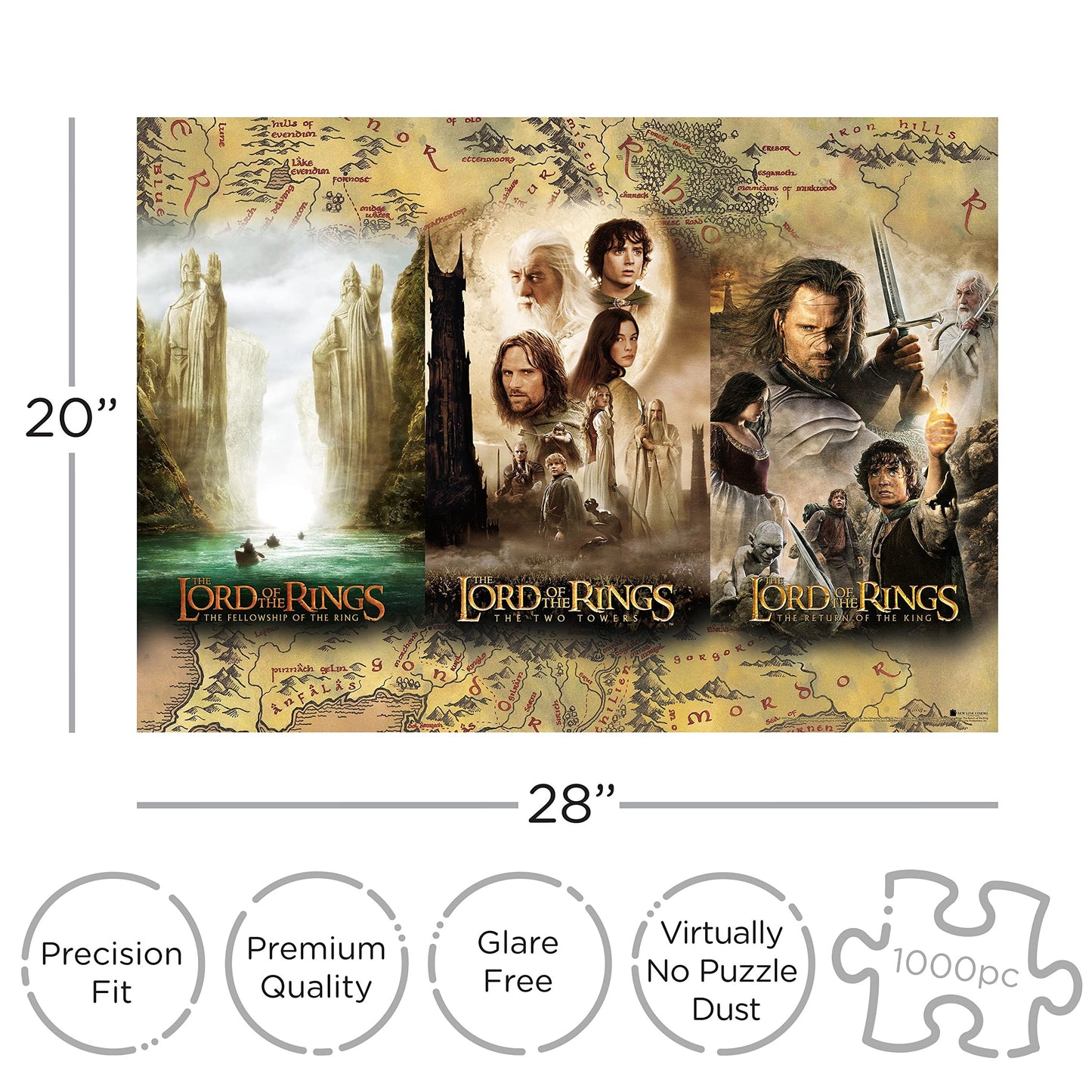 AQUARIUS Lord of the Rings Triptych Puzzle (1000 Pieces) – Glare-Free, Precision Fit, Officially Licensed