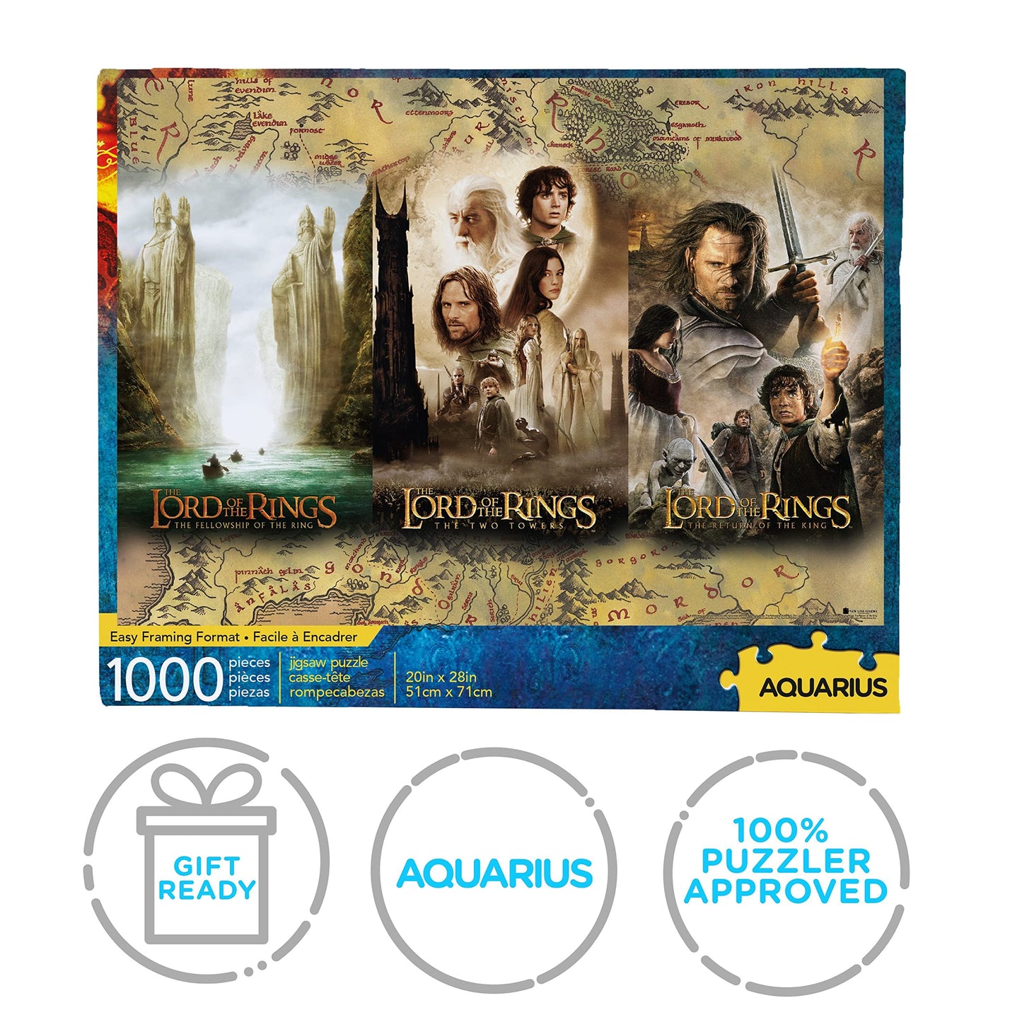 AQUARIUS Lord of the Rings Triptych Puzzle (1000 Pieces) – Glare-Free, Precision Fit, Officially Licensed