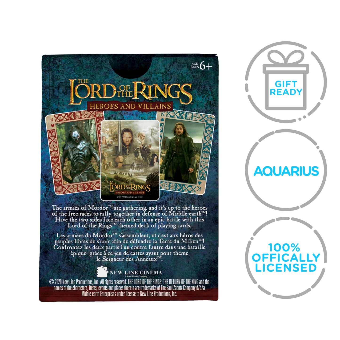 AQUARIUS LOTR Playing Cards – Heroes & Villains Deck, Officially Licensed, Poker Size