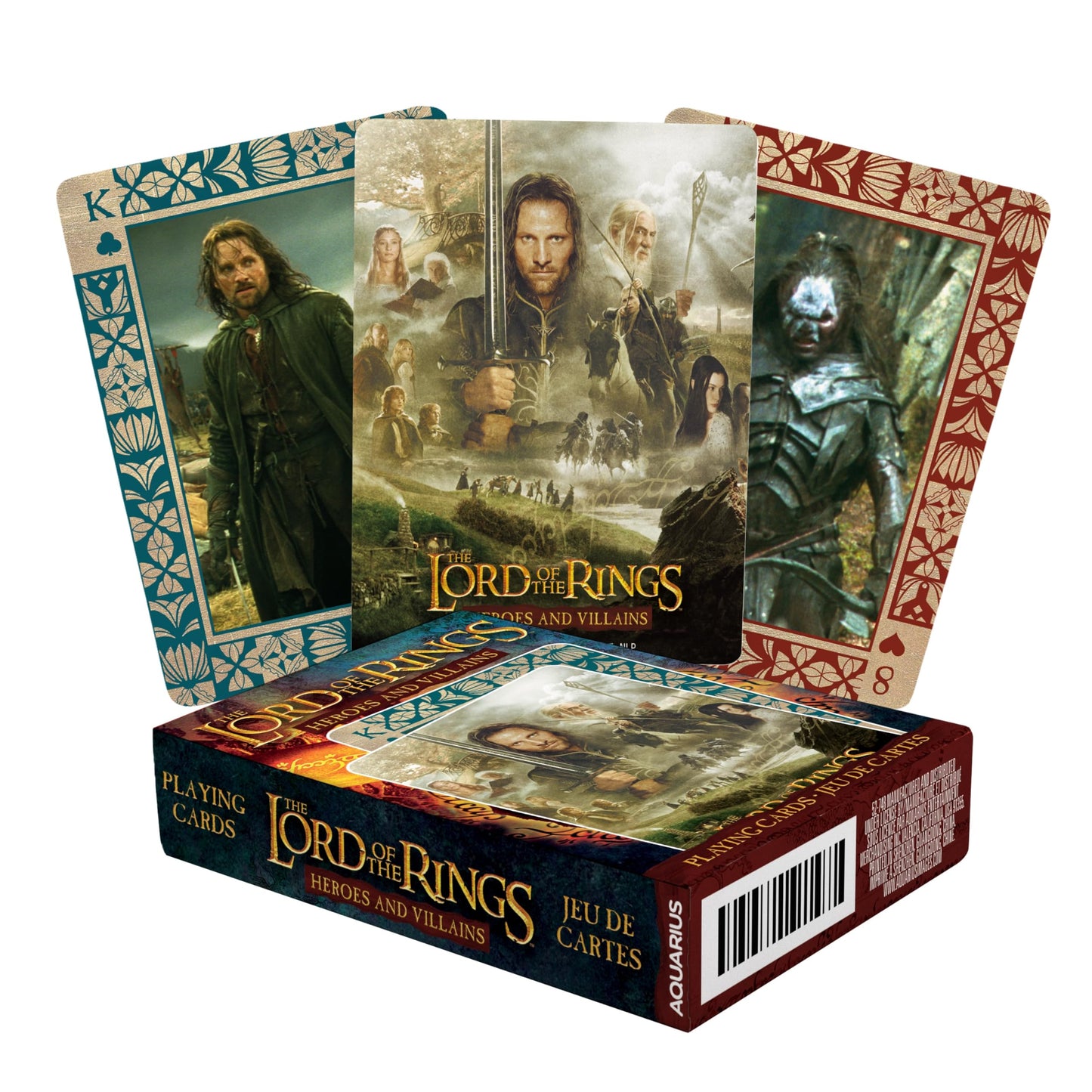 AQUARIUS LOTR Playing Cards – Heroes & Villains Deck, Officially Licensed, Poker Size