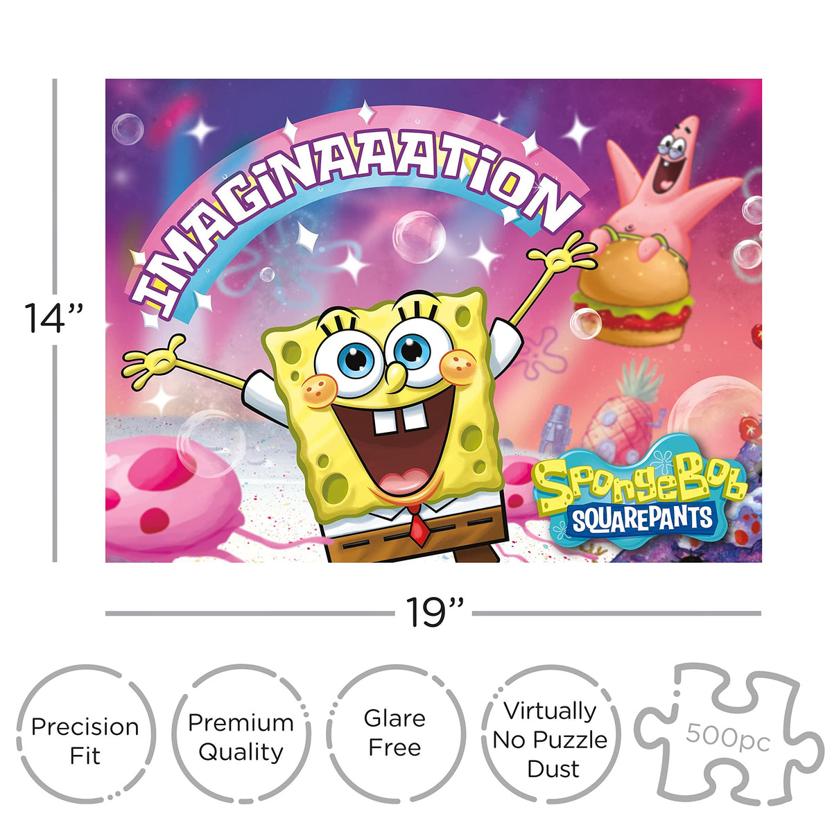 Aquarius Spongebob Squarepants Imagination Puzzle (500-Piece) – Official Licensed, Glare-Free, 14x19 in