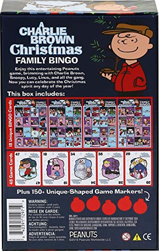 Aquarius Peanuts Charlie Brown Christmas Family Bingo Game | Festive Family Fun