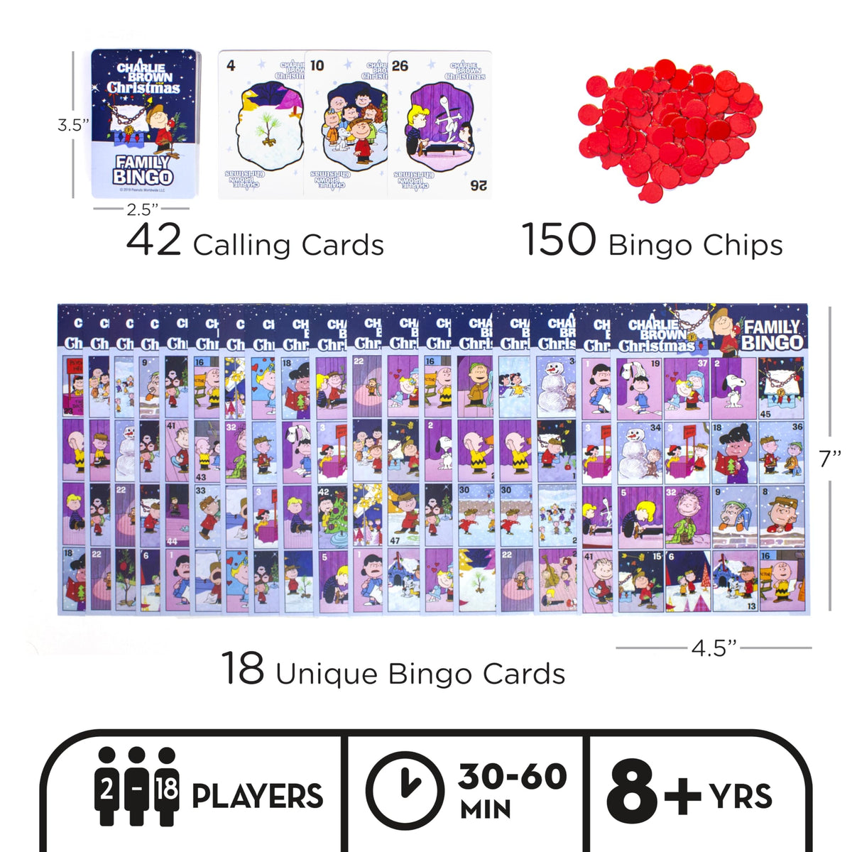 Aquarius Peanuts Charlie Brown Christmas Family Bingo Game | Festive Family Fun