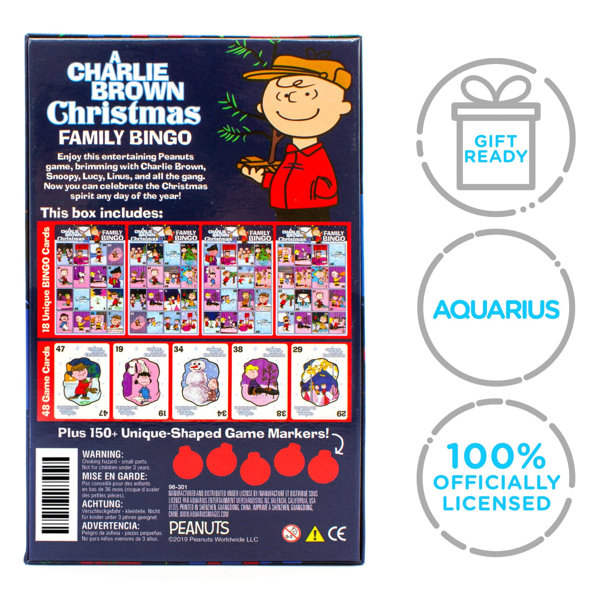 Aquarius Peanuts Charlie Brown Christmas Family Bingo Game | Festive Family Fun