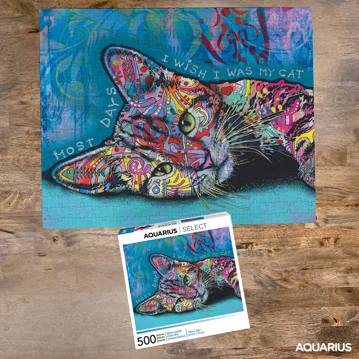 AQUARIUS Dean Russo Cat Puzzle – 500-Piece Jigsaw, Glare-Free, Precision Fit, 16x20 Inches