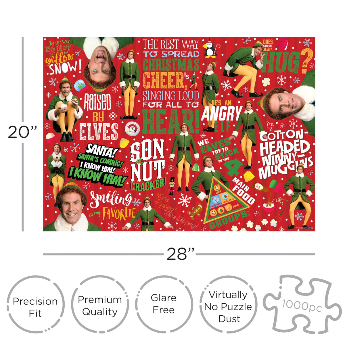 AQUARIUS Elf Wrapping Paper 1000-Piece Puzzle – Glare-Free, Precision Fit, Official Elf Merchandise
