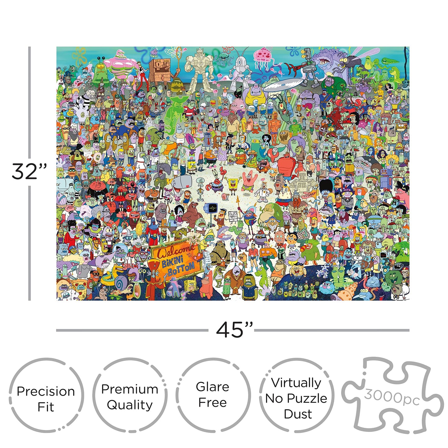 AQUARIUS SpongeBob SquarePants Puzzle – 3000 Pieces, Glare-Free, Officially Licensed, 32x45