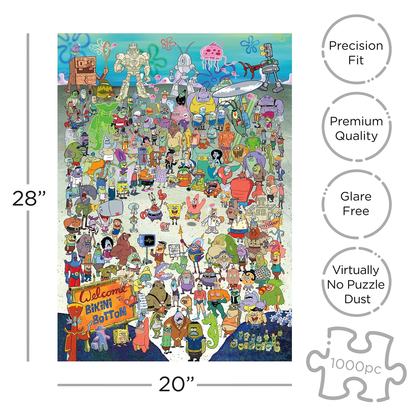 AQUARIUS SpongeBob SquarePants Puzzle (1000 Piece) – Officially Licensed, Glare-Free, 20x28 Inches