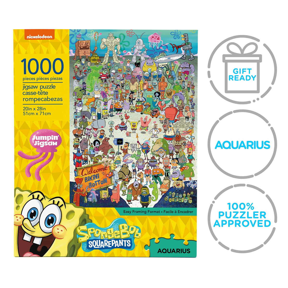 AQUARIUS SpongeBob SquarePants Puzzle (1000 Piece) – Officially Licensed, Glare-Free, 20x28 Inches