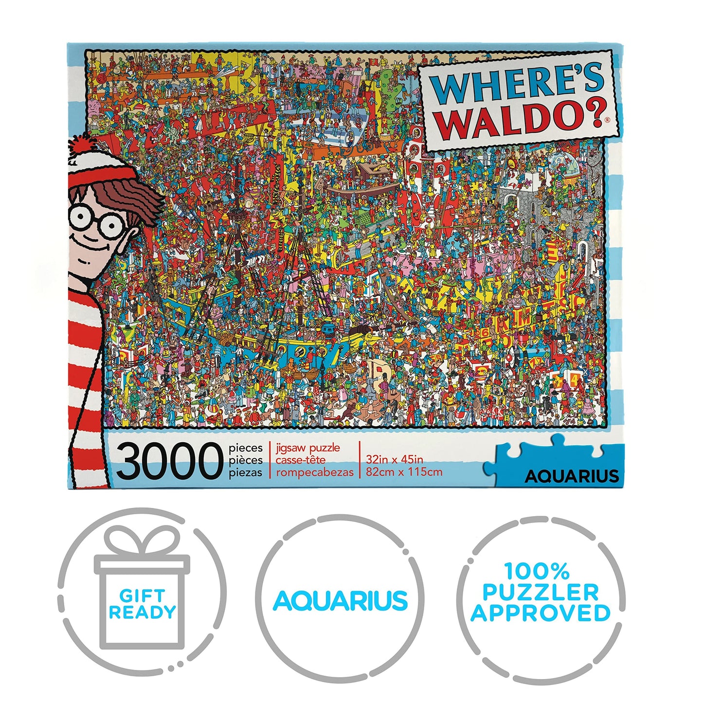 AQUARIUS Where’s Waldo 3000-Piece Jigsaw Puzzle – Officially Licensed Waldo Gift