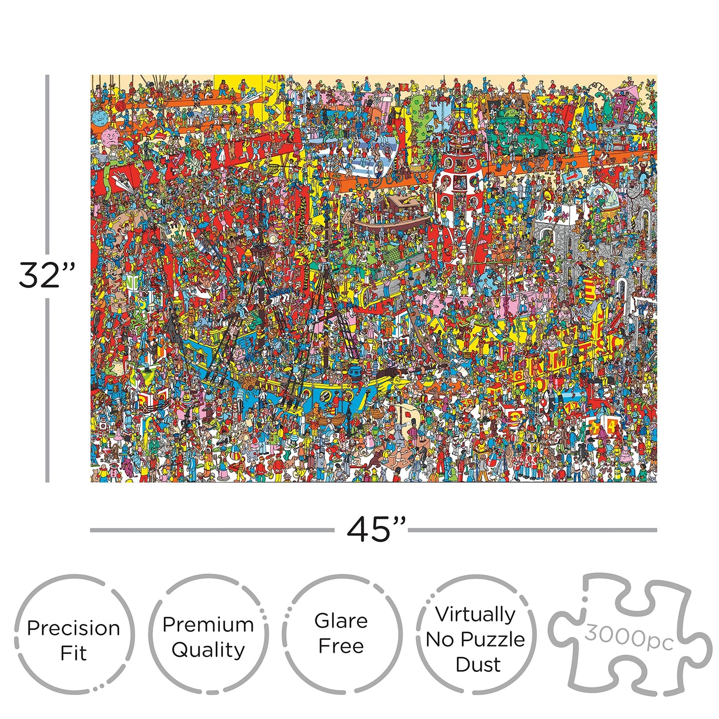 AQUARIUS Where’s Waldo 3000-Piece Jigsaw Puzzle – Officially Licensed Waldo Gift