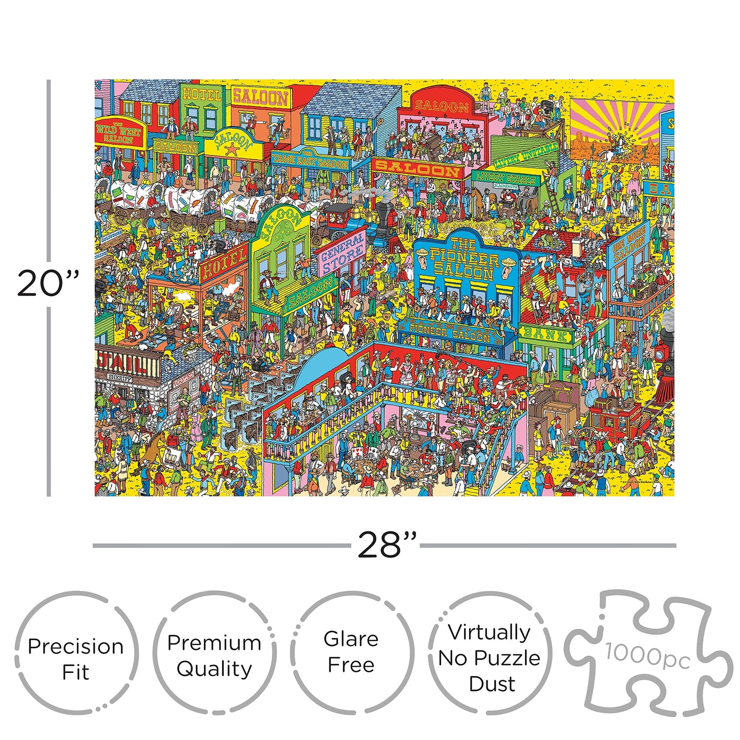Aquarius Where's Waldo Wild Wild West Puzzle (1000 Pieces) – Glare-Free, Precision-Cut, Officially Licensed