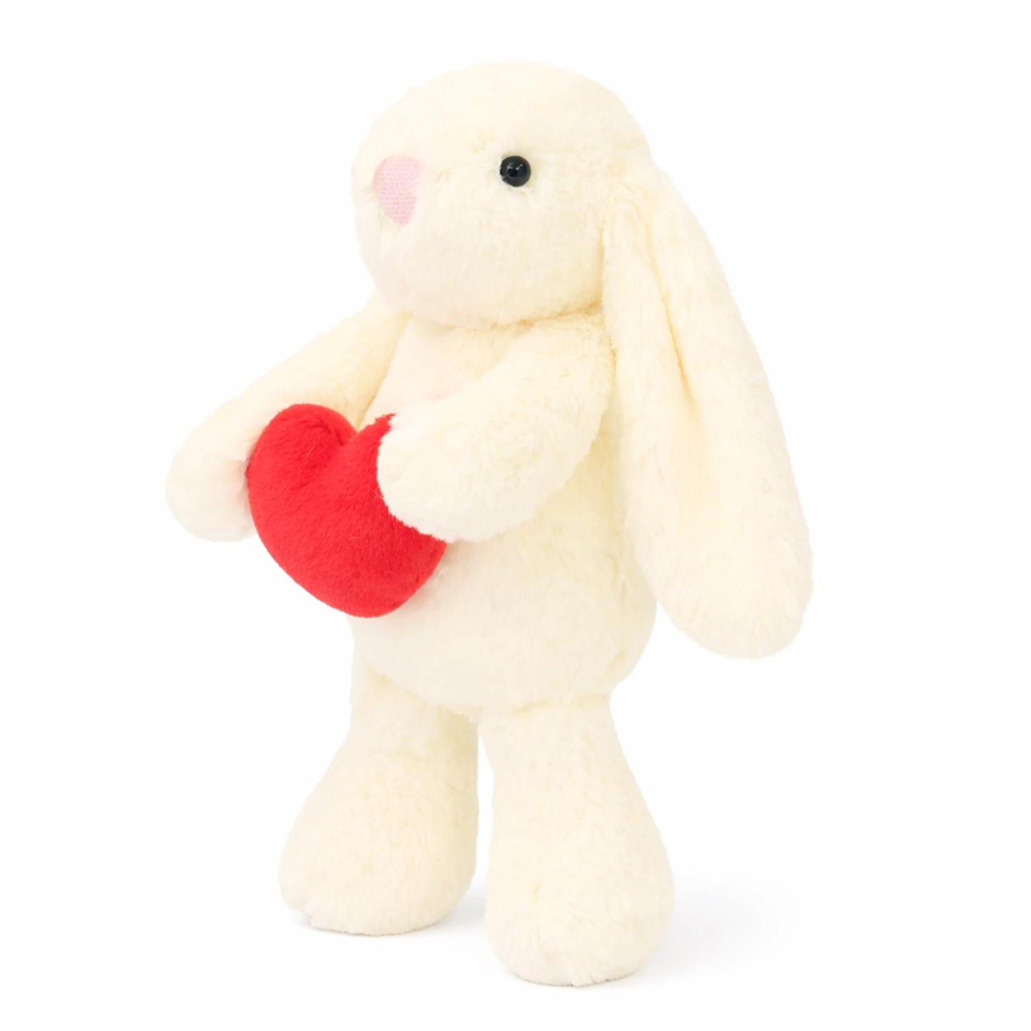 Aqushymallow Cow 8'' Bunny Plush with Red Heart – Soft Stuffed Toy for Kids & Adults