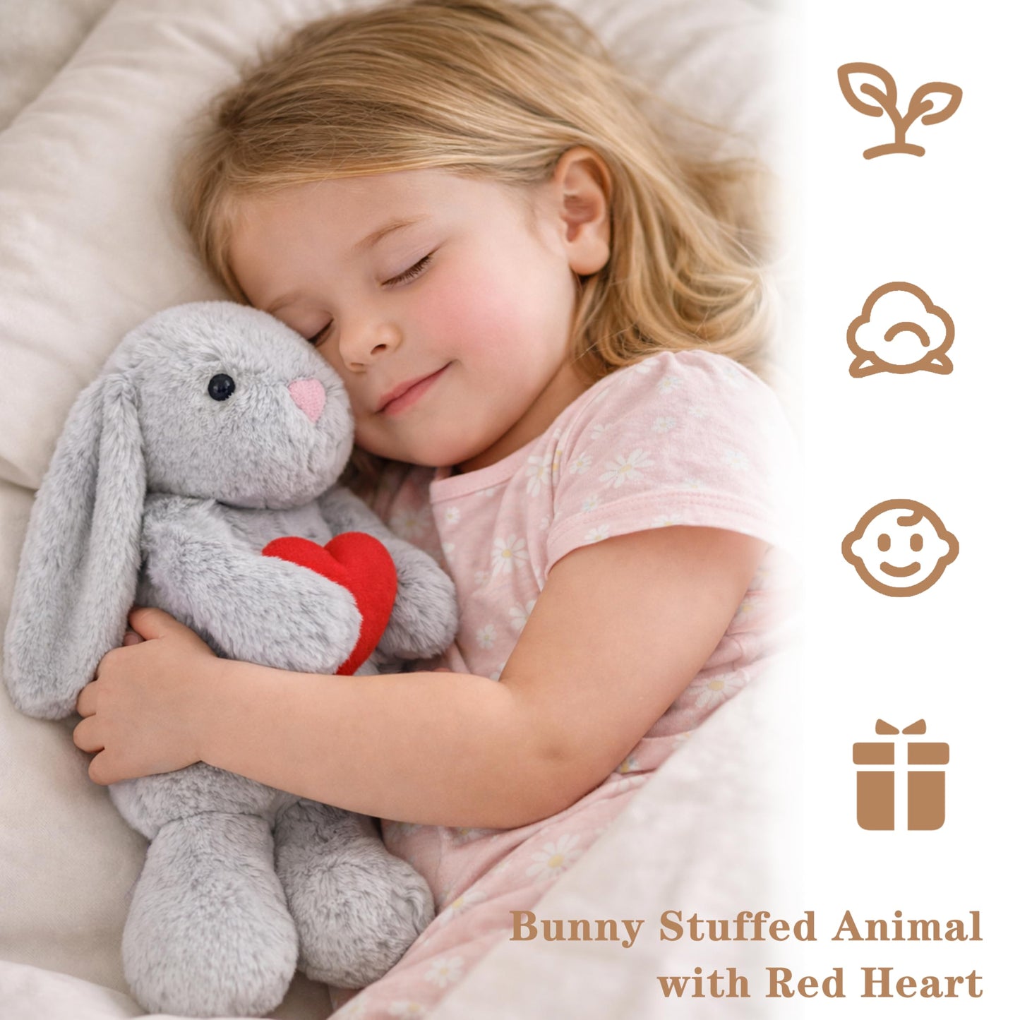 Aqushymallow Cow 8-inch Bunny Plush with Red Heart - Soft Stuffed Toy Gift