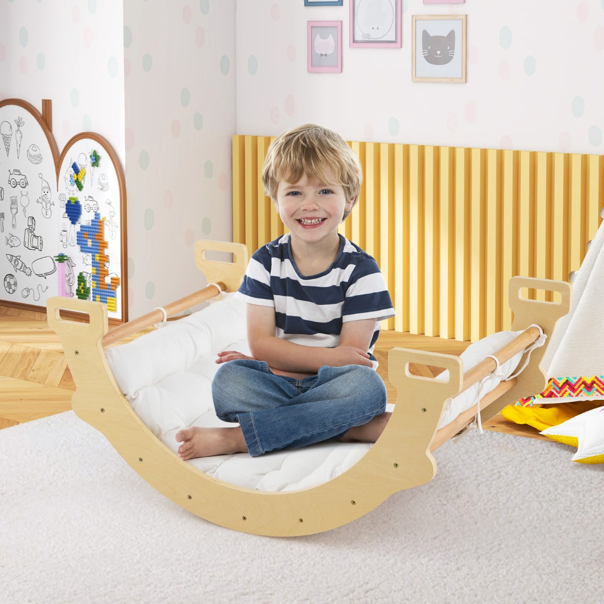 2-in-1 Arch Rocker with Soft Cushion-Colourful