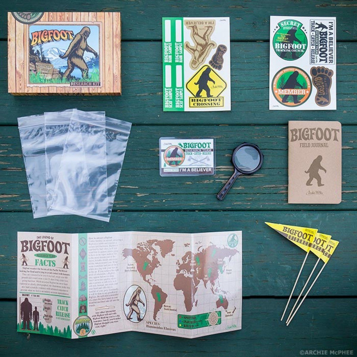 Archie McPhee Accoutrements Bigfoot Outdoor Research Kit – Multicolored