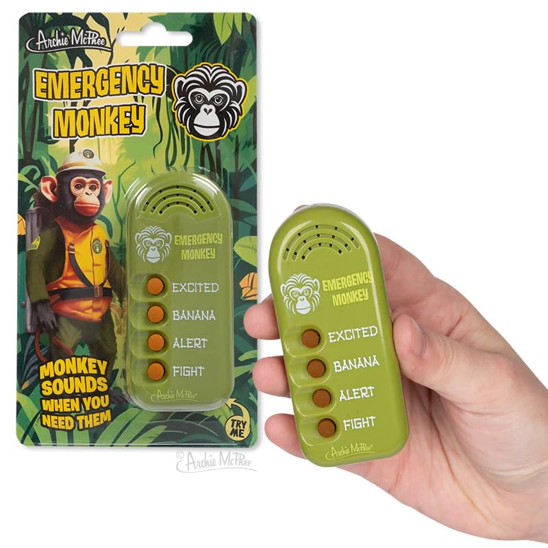 Archie McPhee Emergency Monkey Sound Maker, Green – Remote-Controlled Prank Noisemaker
