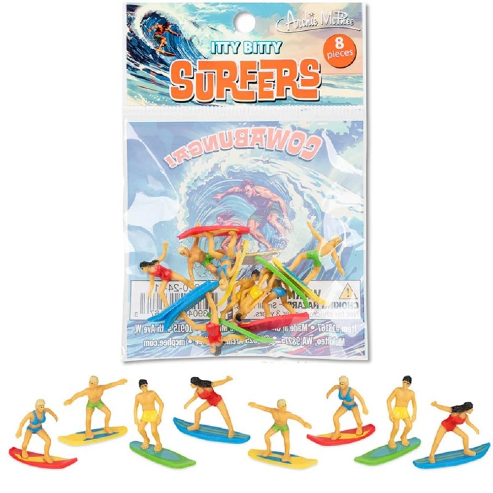 Archie McPhee Itty Bitty Surfer: Bag of 8 Miniature Soft Vinyl Figures
