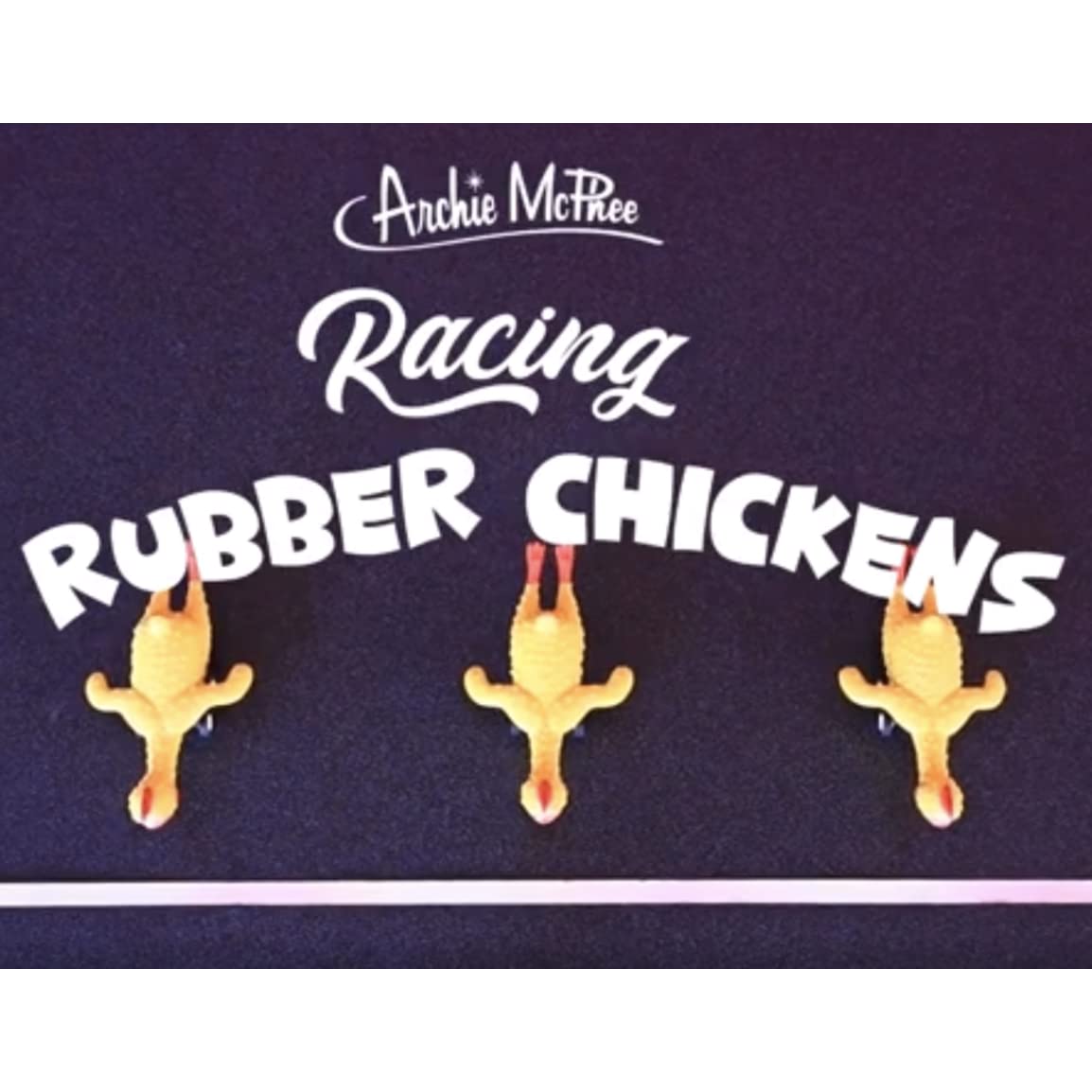 Archie McPhee Racing Rubber Chickens – 3 Piece Set | Pull-Back Tabletop Fun