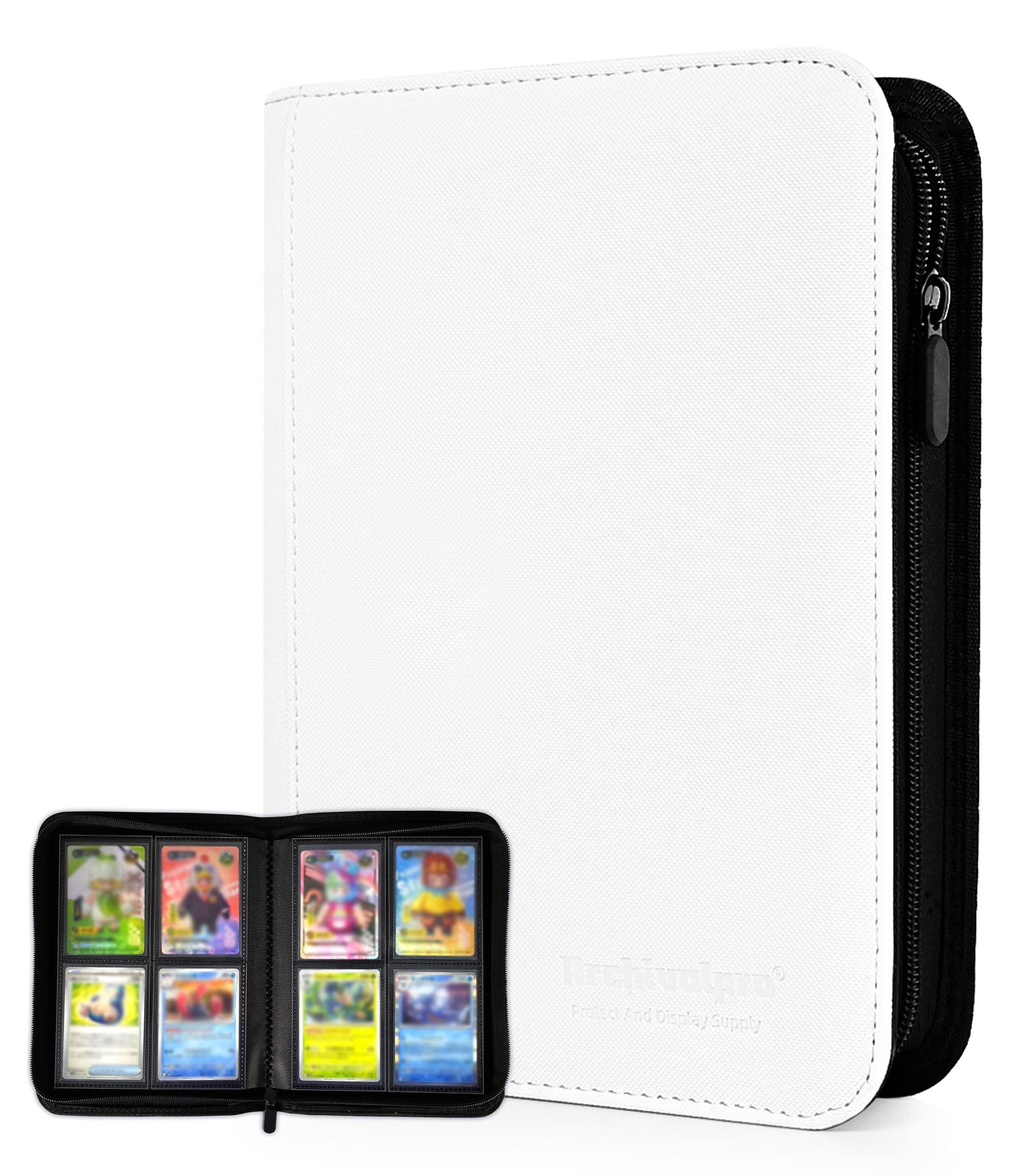 ARCHIVALPRO Premium Trading Card Binder – 4–20 Pockets, Zip Side Loading, 160–1280 Cards (White)