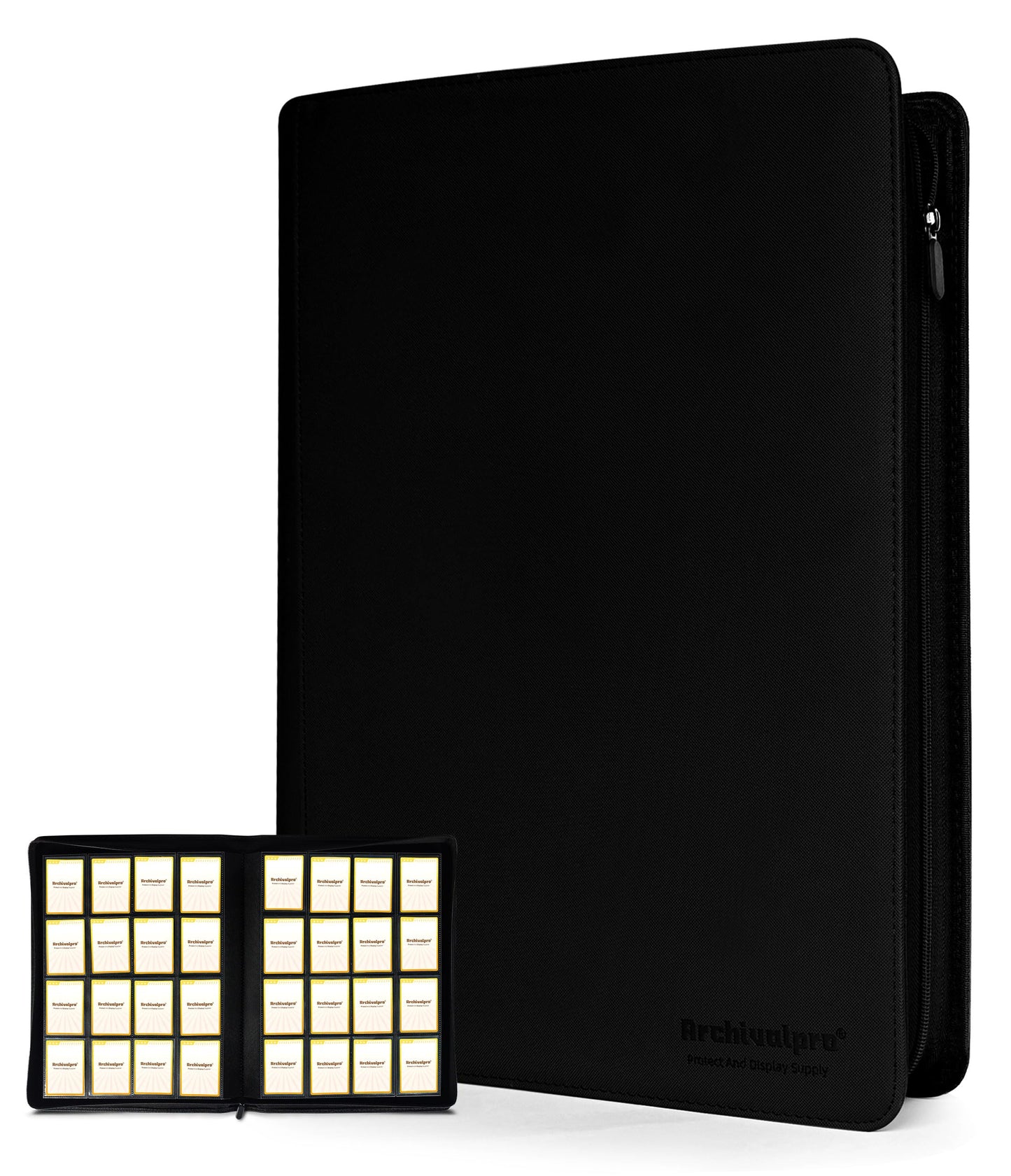 ARCHIVALPRO Trading Card Binder | 16-Pocket Side-Loading No Ring Album – Holds 1024 Cards in 32 Pages – Black