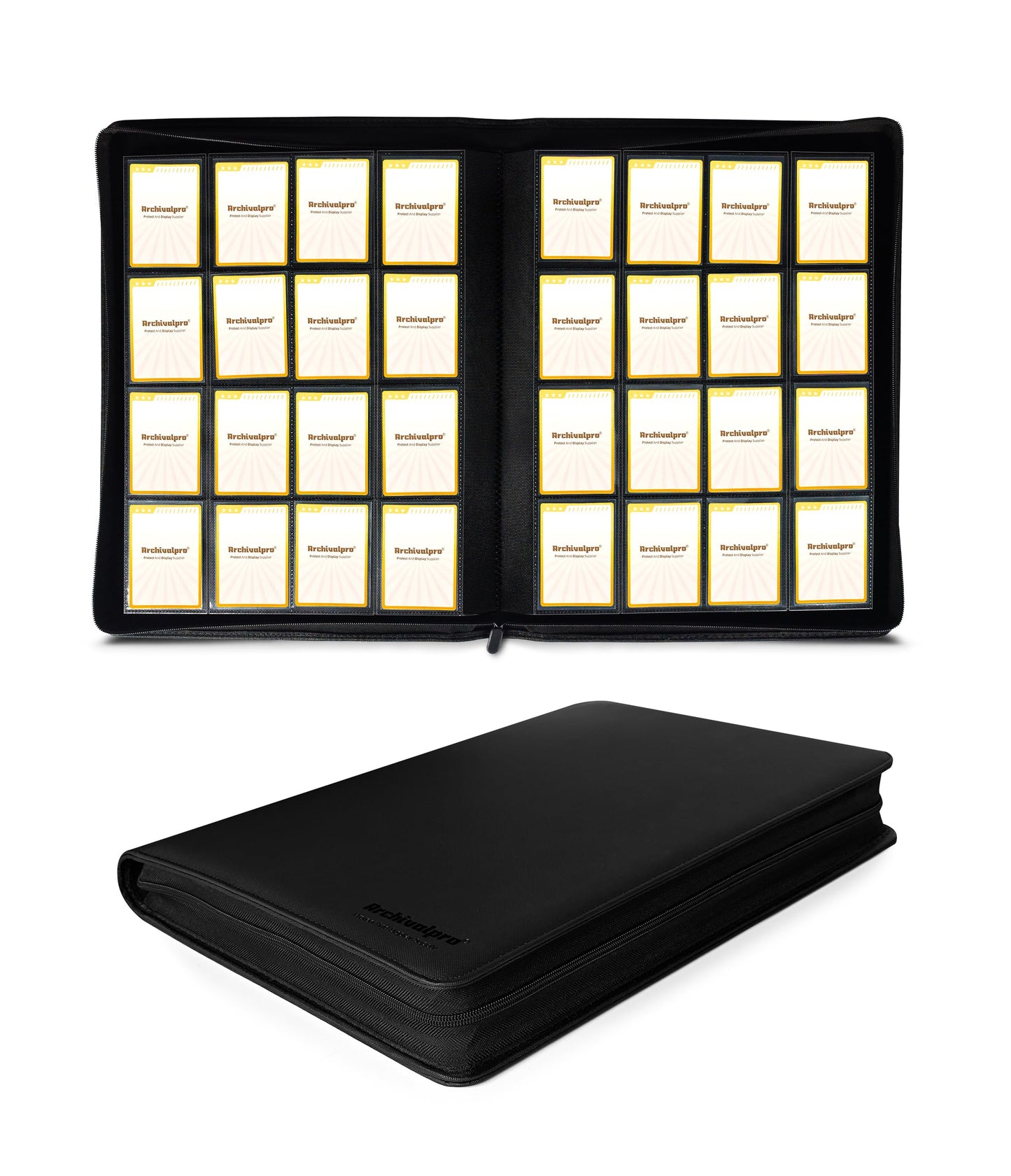ARCHIVALPRO Trading Card Binder | 16-Pocket Side-Loading No Ring Album – Holds 1024 Cards in 32 Pages – Black