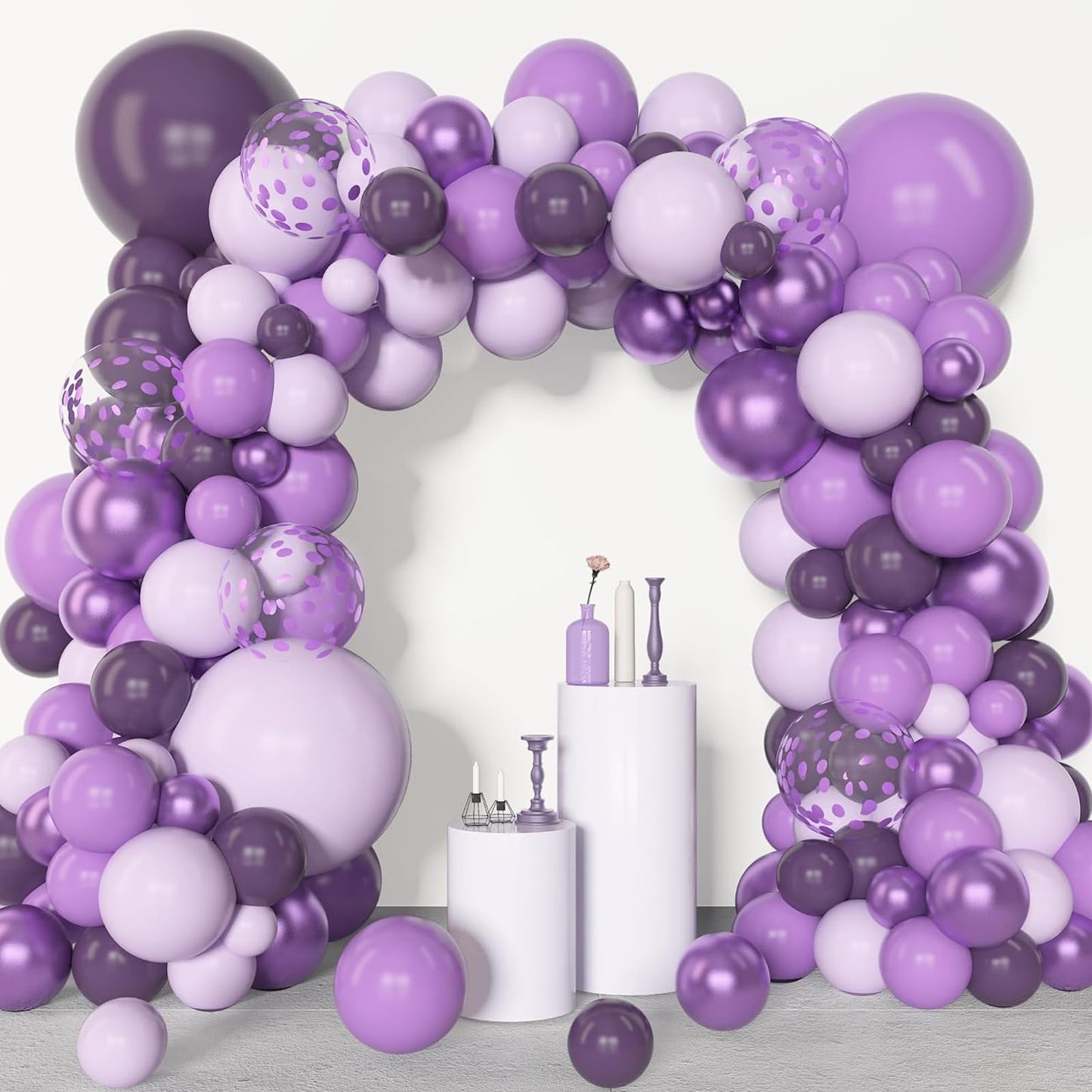 A Archloon 156pcs Purple Balloon Garland Arch Kit – Lavender & Metallic Purple