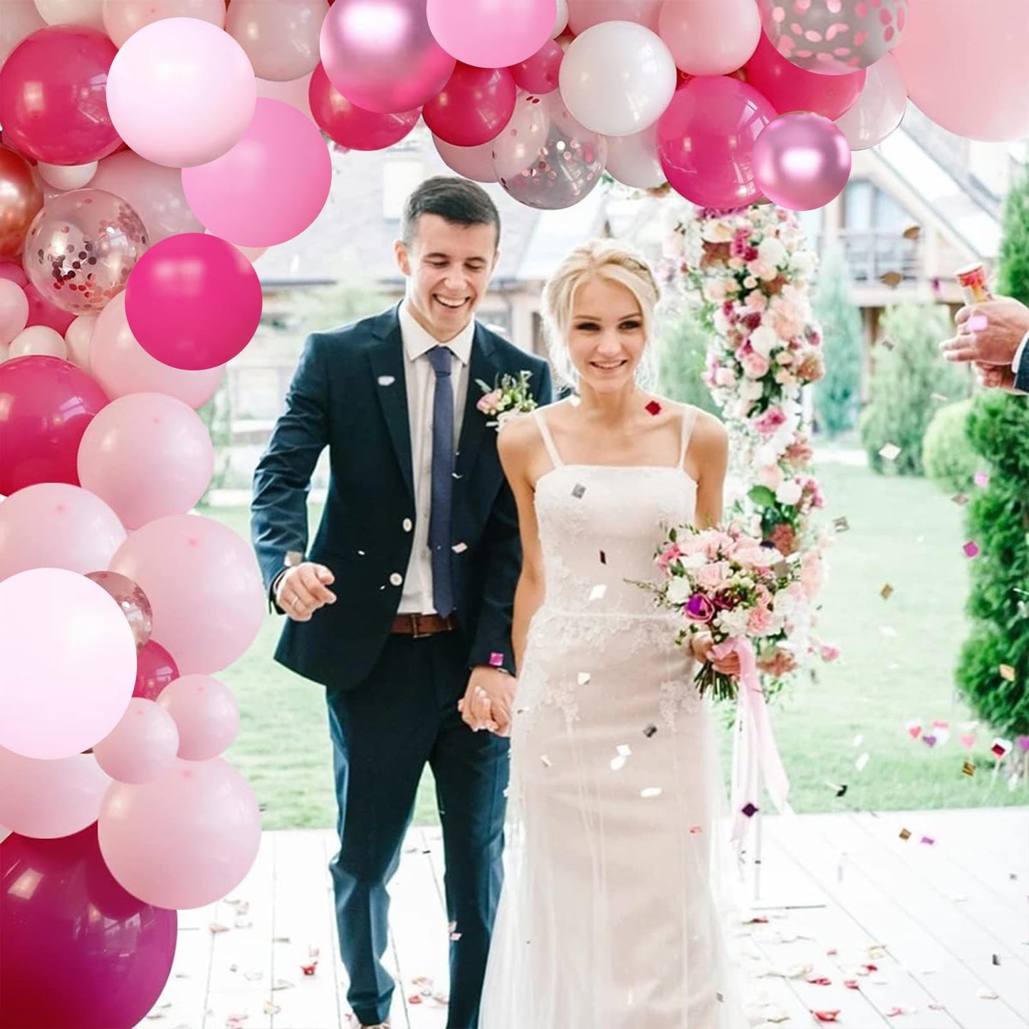 Archloon Pink Balloon Garland Kit – 157 Pcs Hot Pink & Metallic Rose Gold for Parties