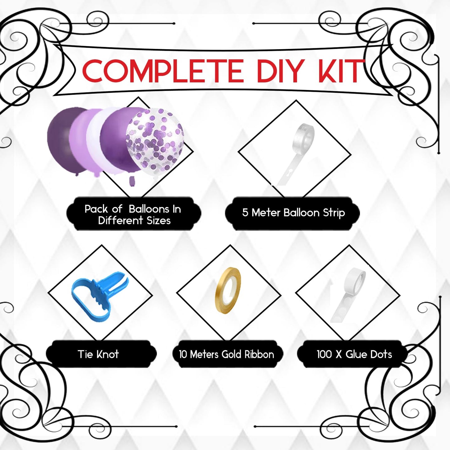 A Archloon 156pcs Purple Balloon Garland Arch Kit – Lavender & Metallic Purple