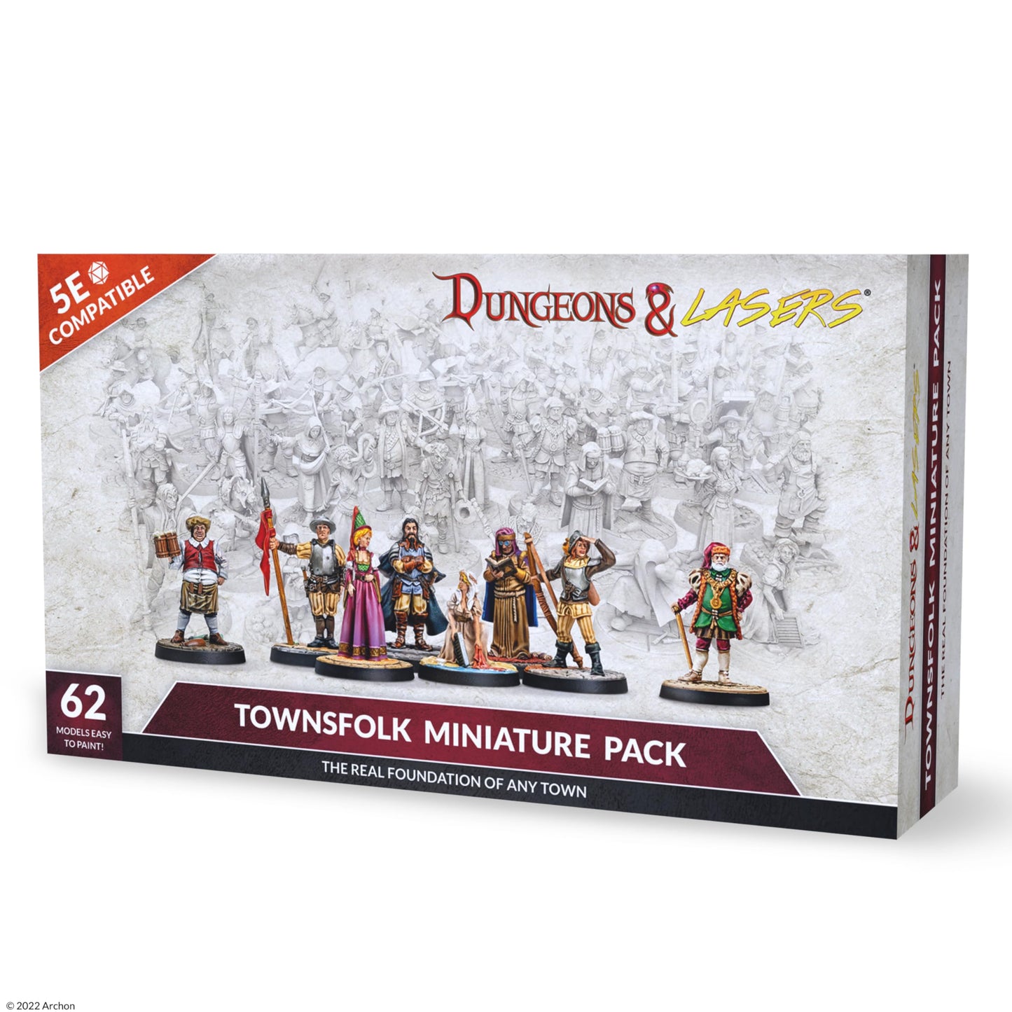 Archon Studio Dungeons & Lasers Townsfolk: 62 NPC Minis, 28mm, Unpainted
