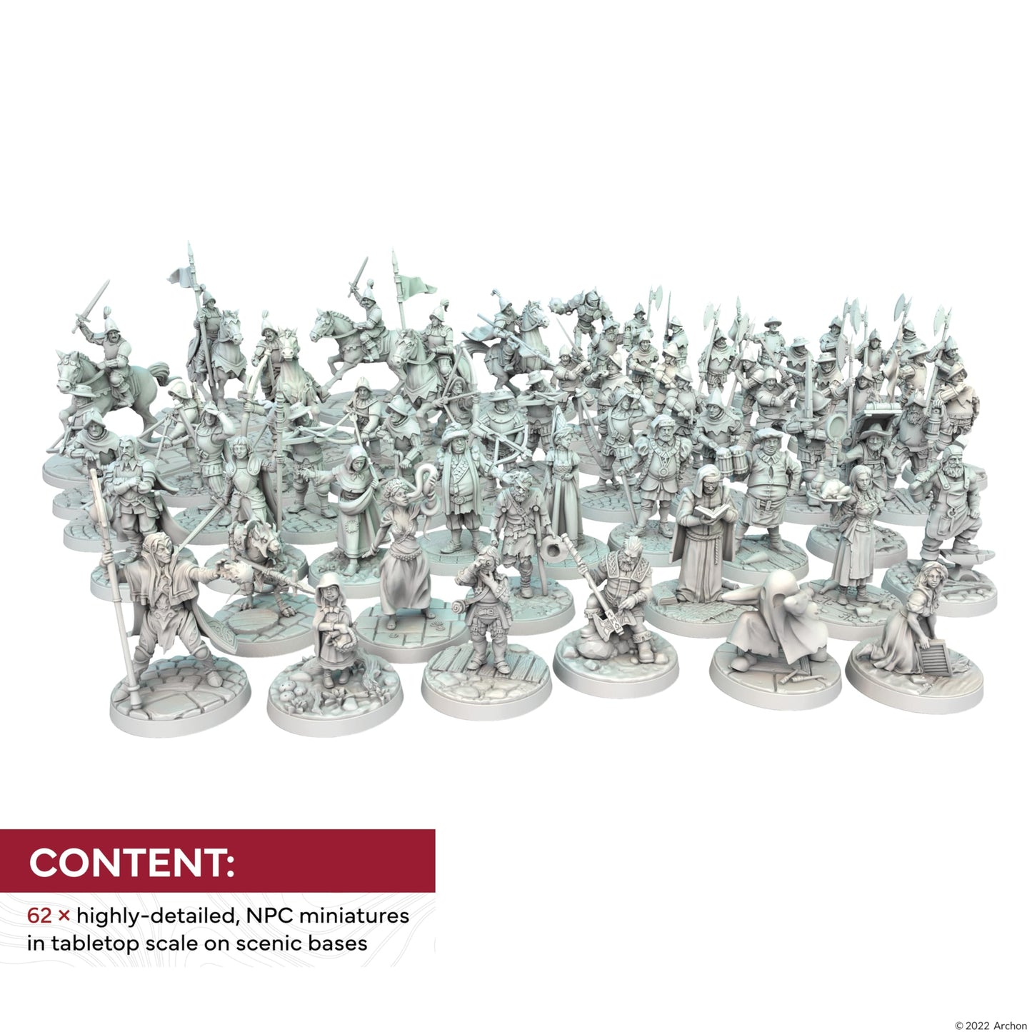 Archon Studio Dungeons & Lasers Townsfolk: 62 NPC Minis, 28mm, Unpainted