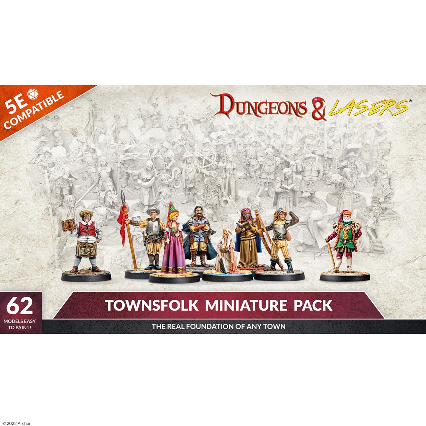Archon Studio Dungeons & Lasers Townsfolk: 62 NPC Minis, 28mm, Unpainted