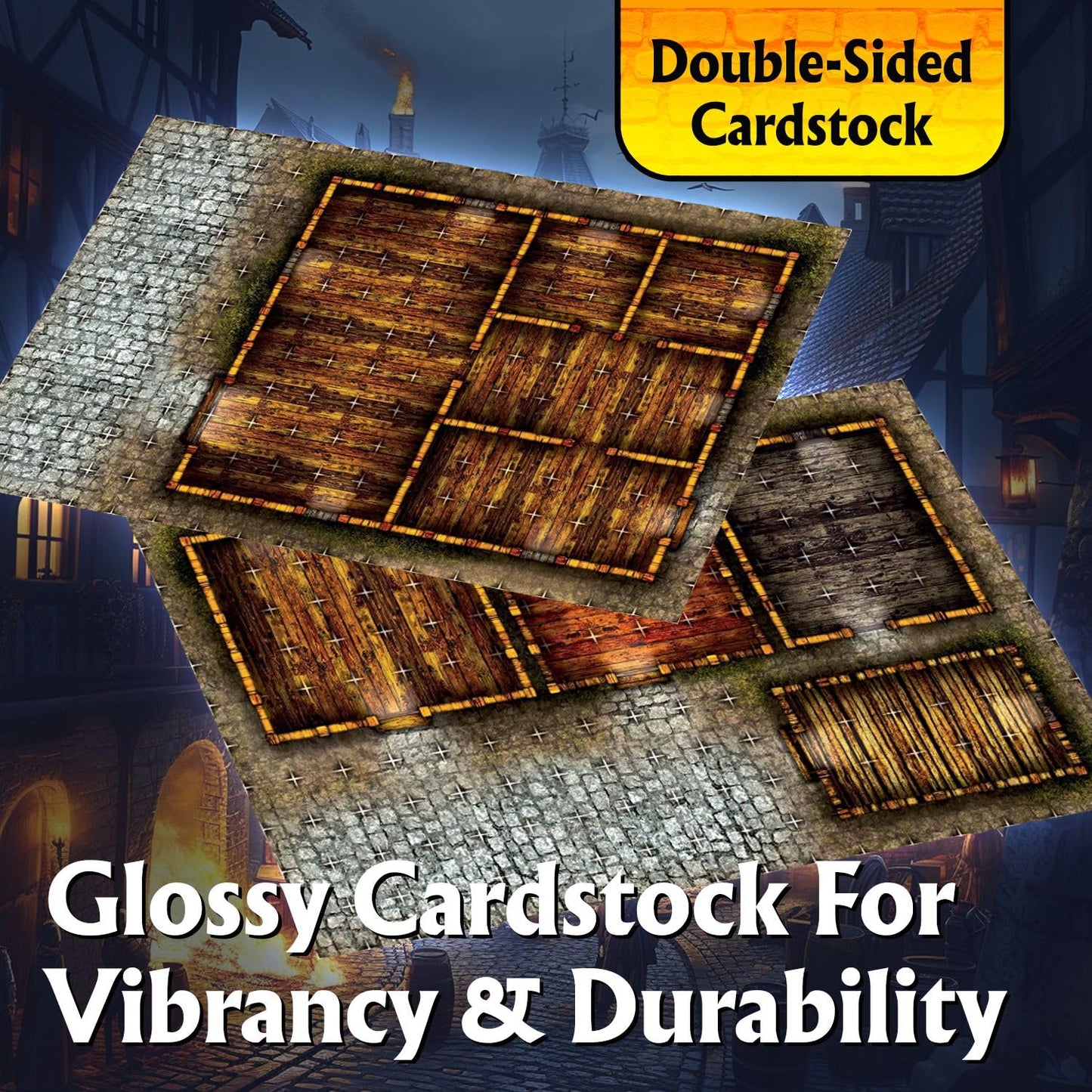 Arcknight Cobblestone City Battlemaps | 16 Modular RPG Maps on 8 Double-Sided Pages for D&D & Pathfinder