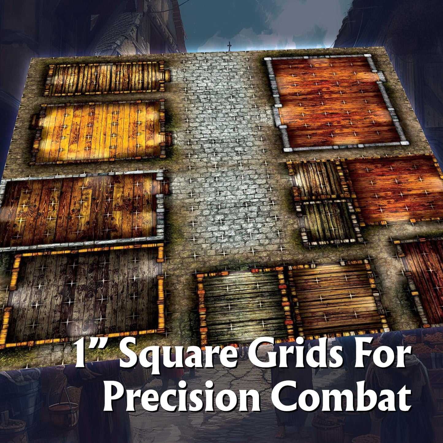 Arcknight Cobblestone City Battlemaps | 16 Modular RPG Maps on 8 Double-Sided Pages for D&D & Pathfinder