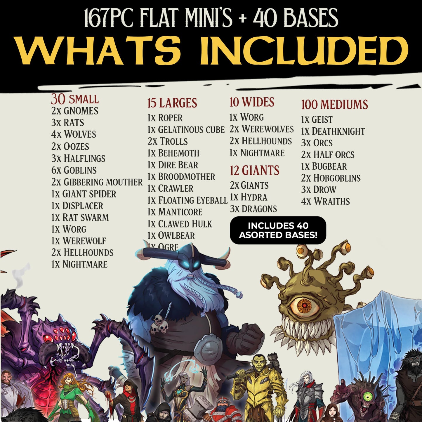 Arcknight Flat Plastic Miniatures DM Starter Set – 167 Unique Minis for DND 5e & Pathfinder