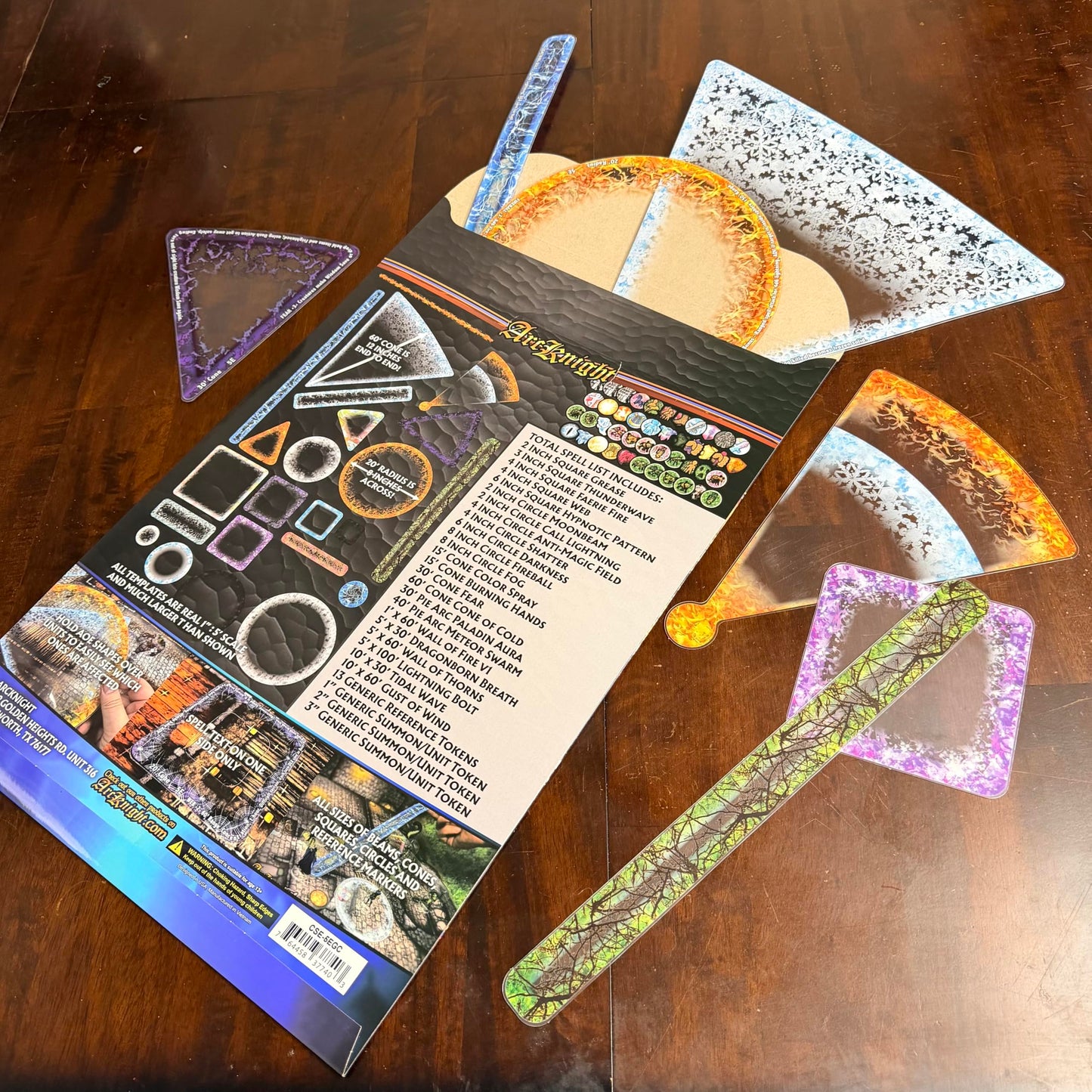 Arcknight D&D Spell Effects AOE Templates – 24pc Marker Set for 5E